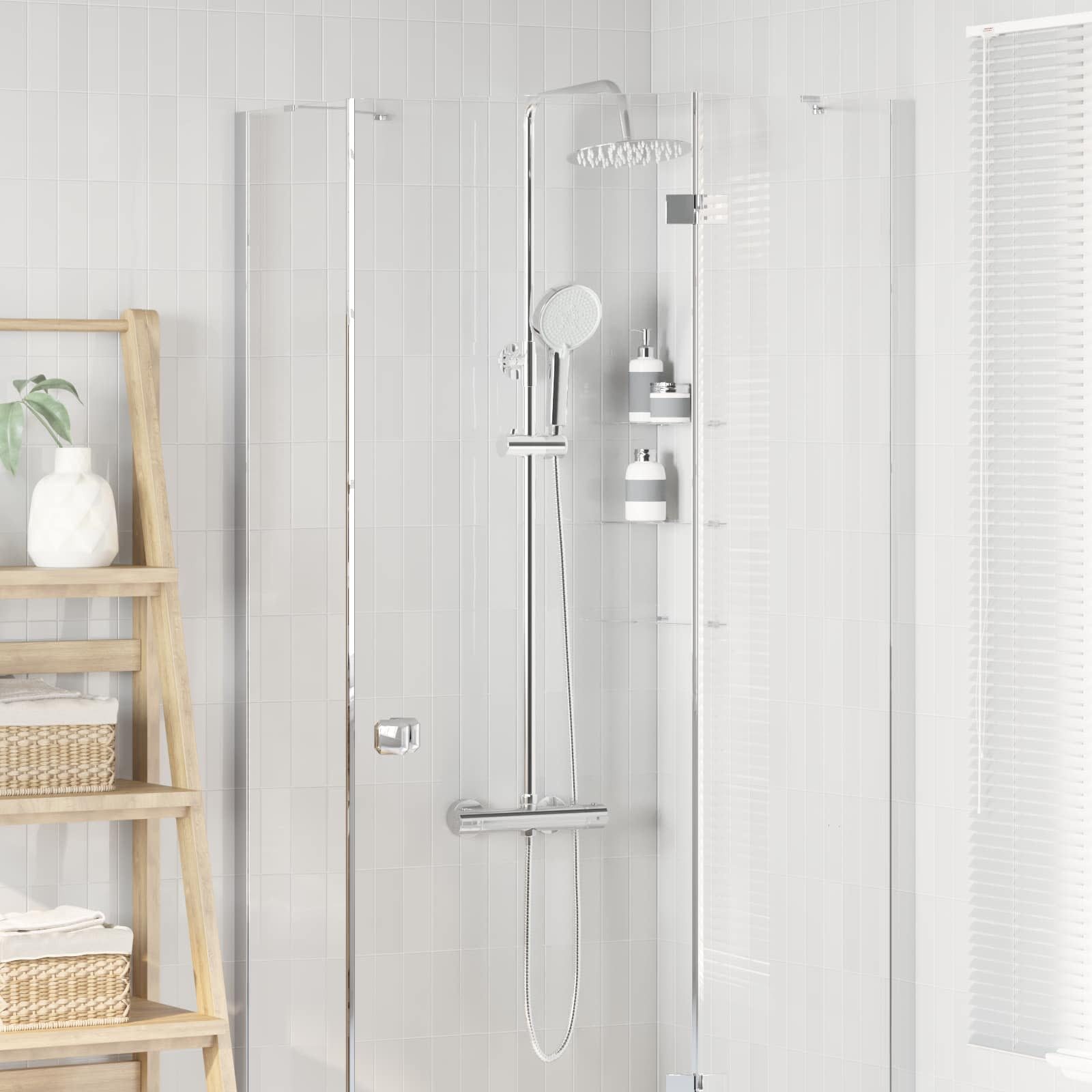 vidaXL Regenduschkopf Thermostatisches Duschset Chrom 27 x 43,5 x 83 cm, (1-tlg)