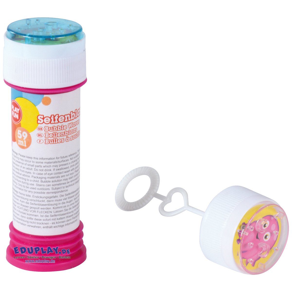 EDUPLAY Lernspielzeug Seifenblasen Mitgebsel mit Geduldsspiel im Schraubverschluss, je 59 ml