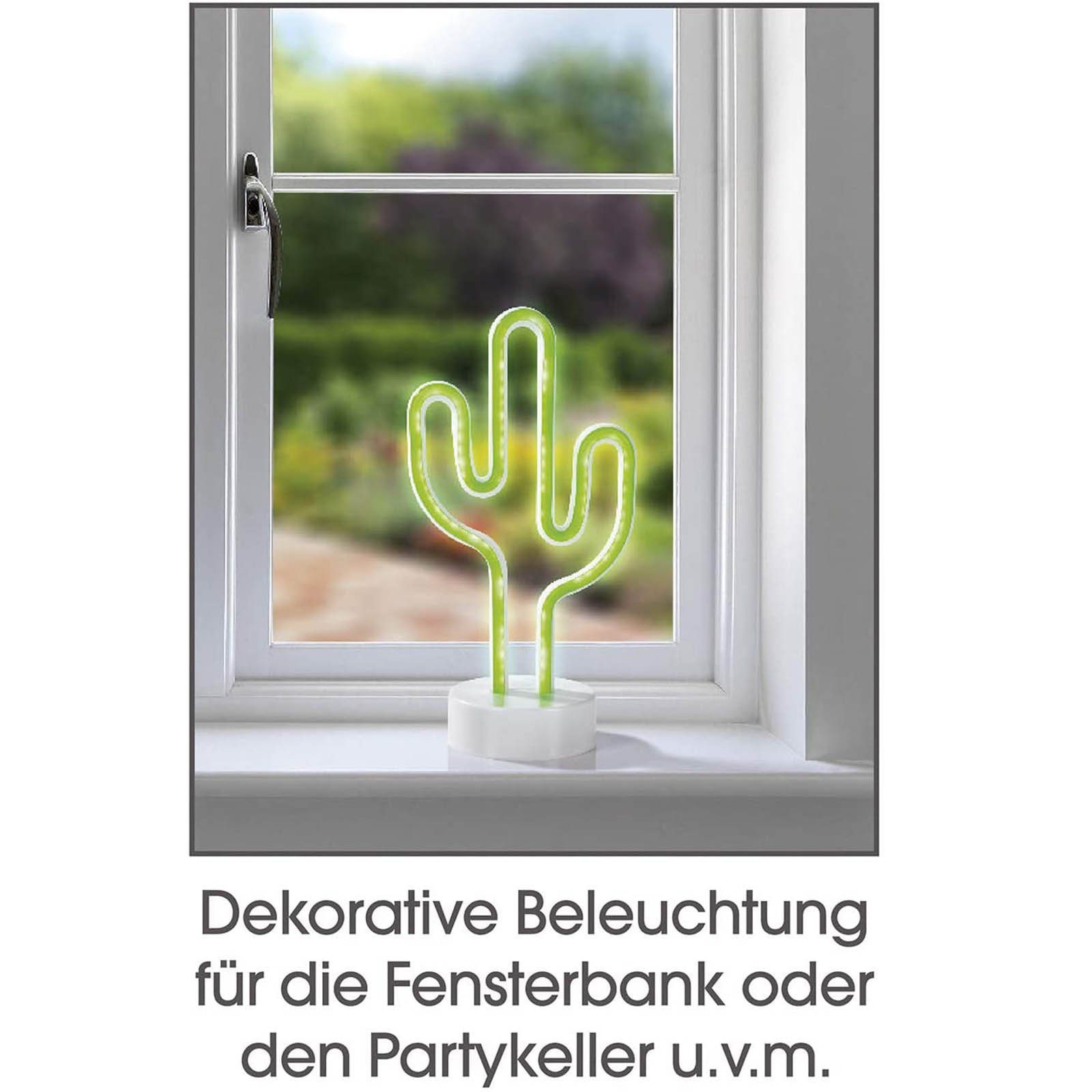 EASYmaxx LED Dekolicht Dekoleuchte Kaktus in Neon-Optik, LED fest integriert, Grün, 108 LEDs, Batteriebetrieb – Bild 4 von 5