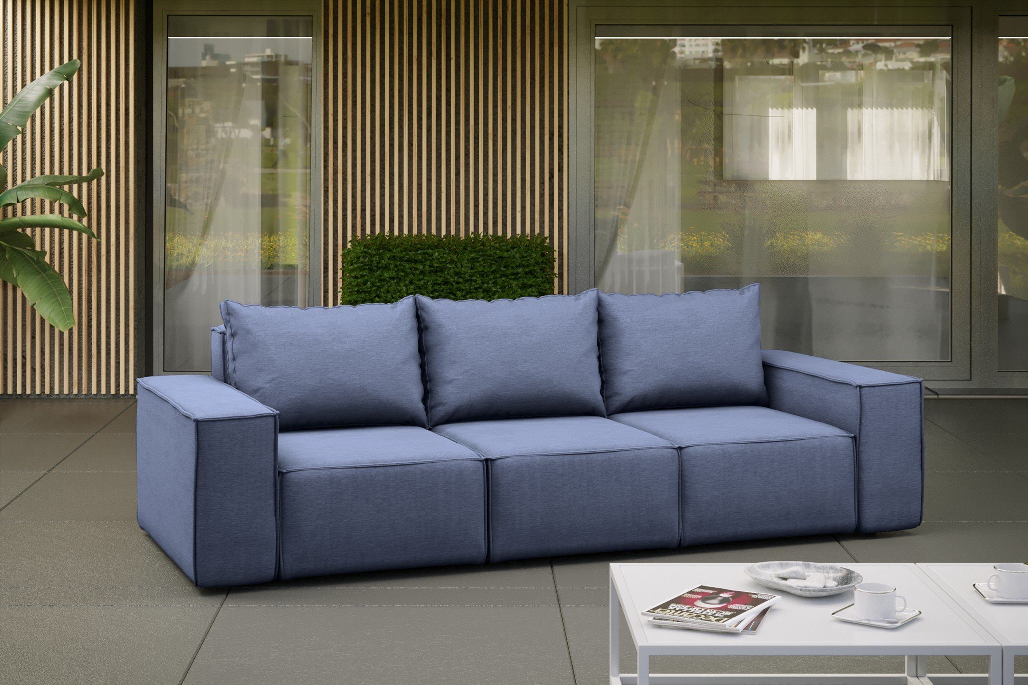 Fun Möbel Sofa wetterfester Stoff NXL GARDENT, Gartenmöbel Loungesofa 3-Sitzer Blau