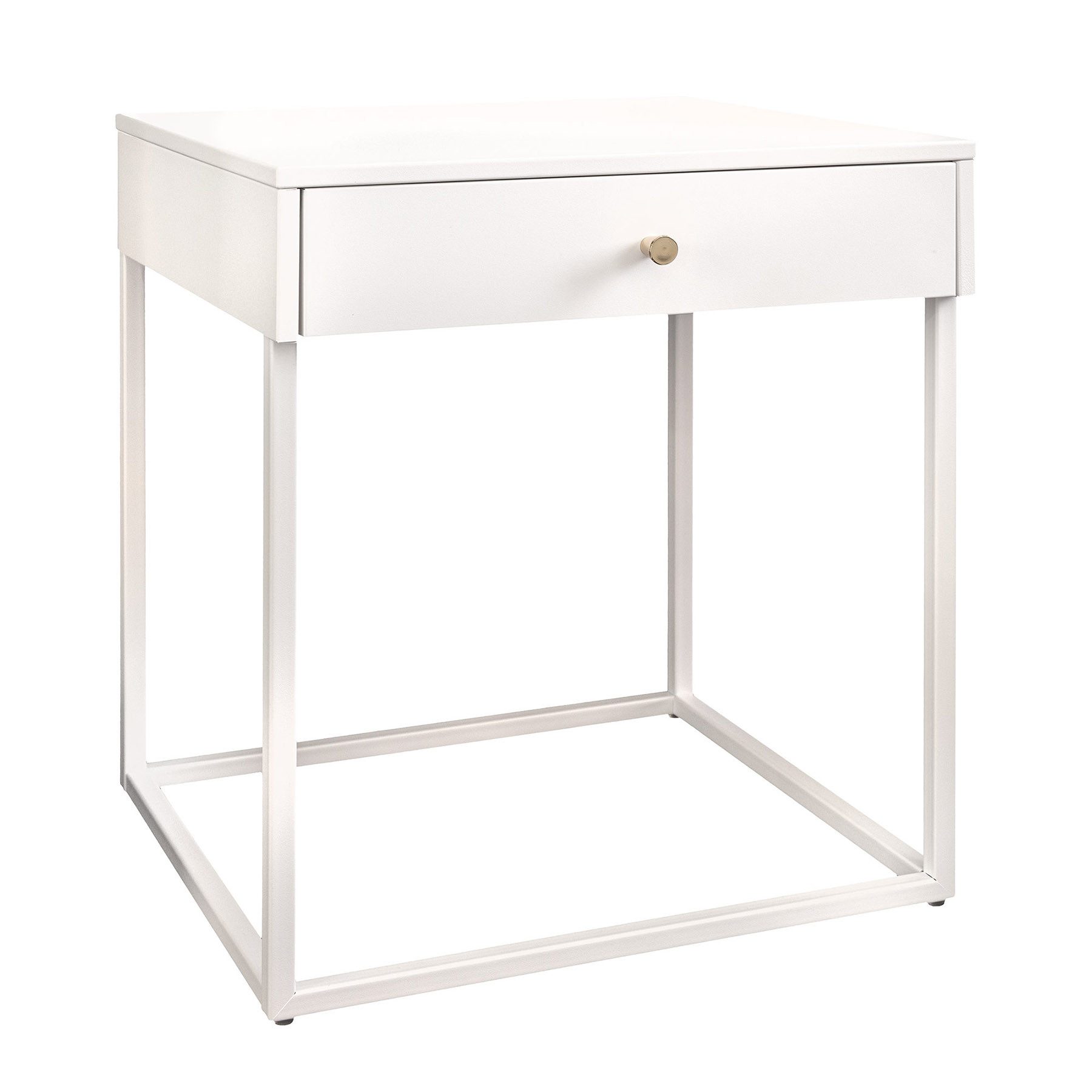 riess-ambiente Nachttisch SLIM LINE 50cm weiß - Metall, mit Schublade, Indu günstig online kaufen