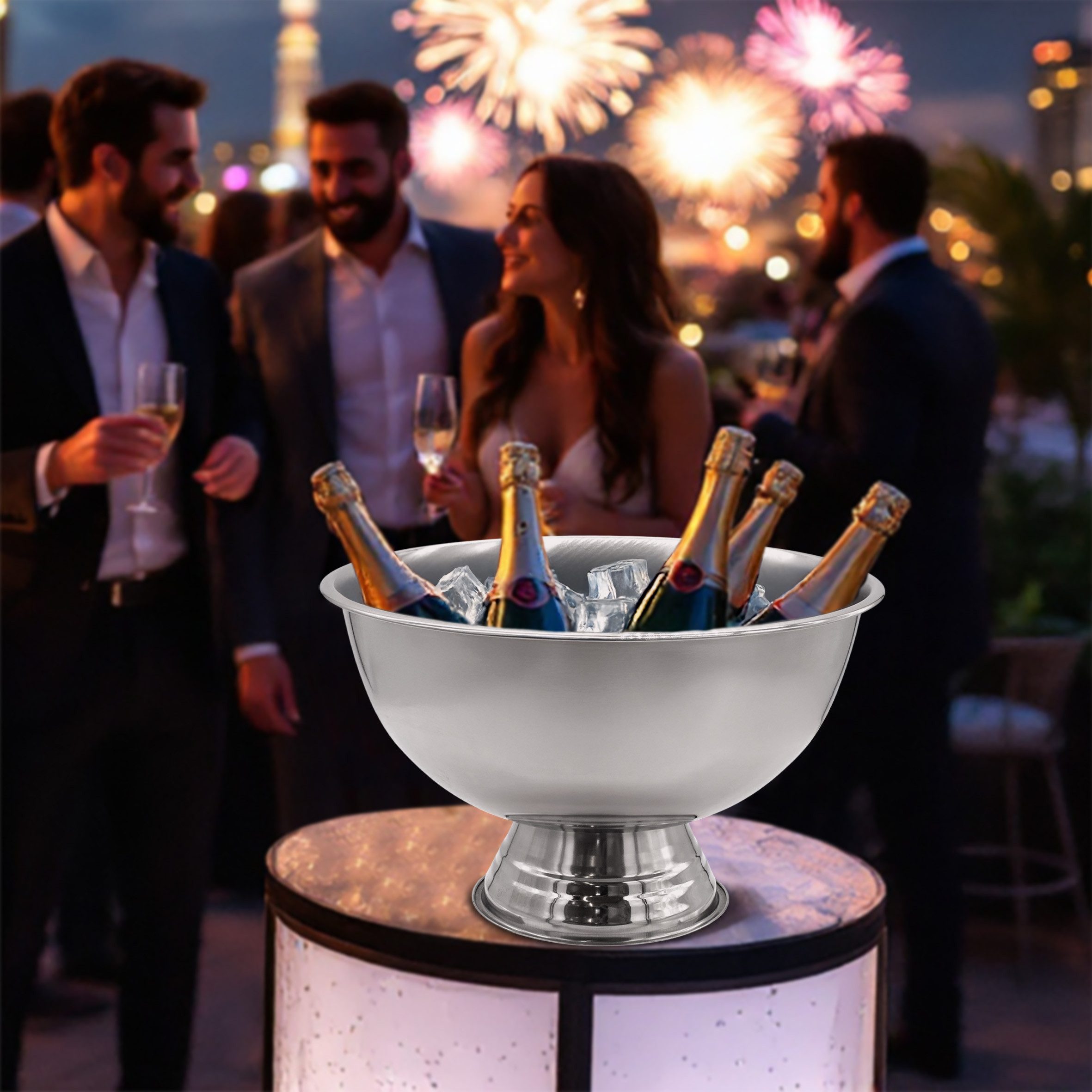 Spetebo Wein- und Sektkühler Edelstahl Champagner- und Sektschale poliert 40cm, poliert