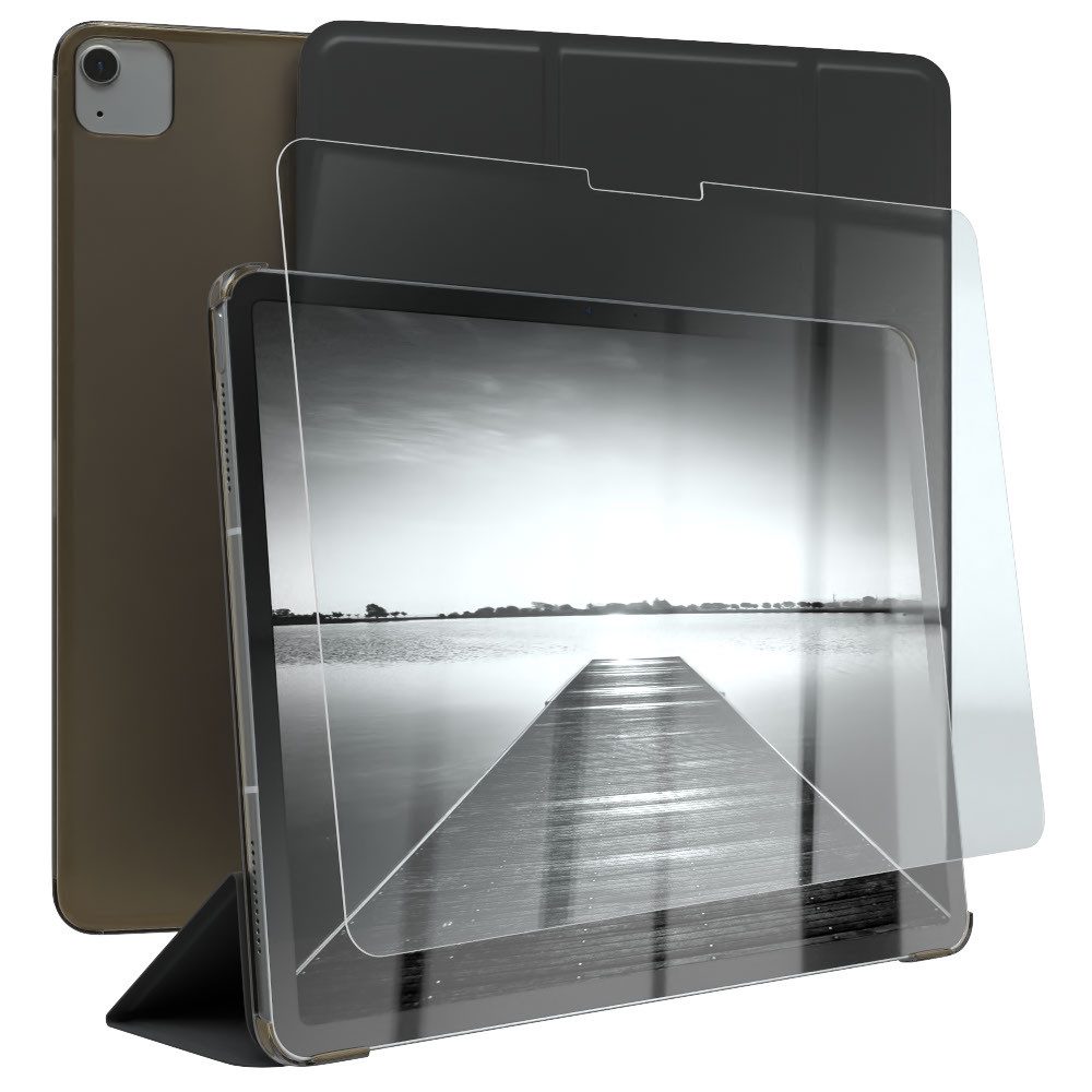EAZY CASE Tablet-Hülle Smartcase für iPad Air 13 (2025) inkl. Glas 13 Zoll, Hülle mit Standfunktion und Displayschutzglas Klapphülle in Schwarz