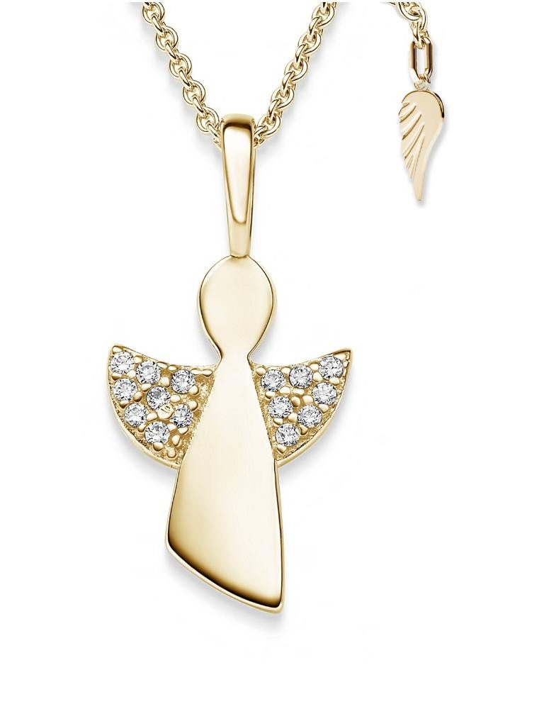 Amoonic Kette mit Anhänger Schutzengel Kette Silber 925 mit Engel-Anhänger Halskette für Kinder (individuell anpassbare Halskettenlänge), Silberkette Gold Rosegold vergoldet Kinder-Schmuck Geschenk Mädchen