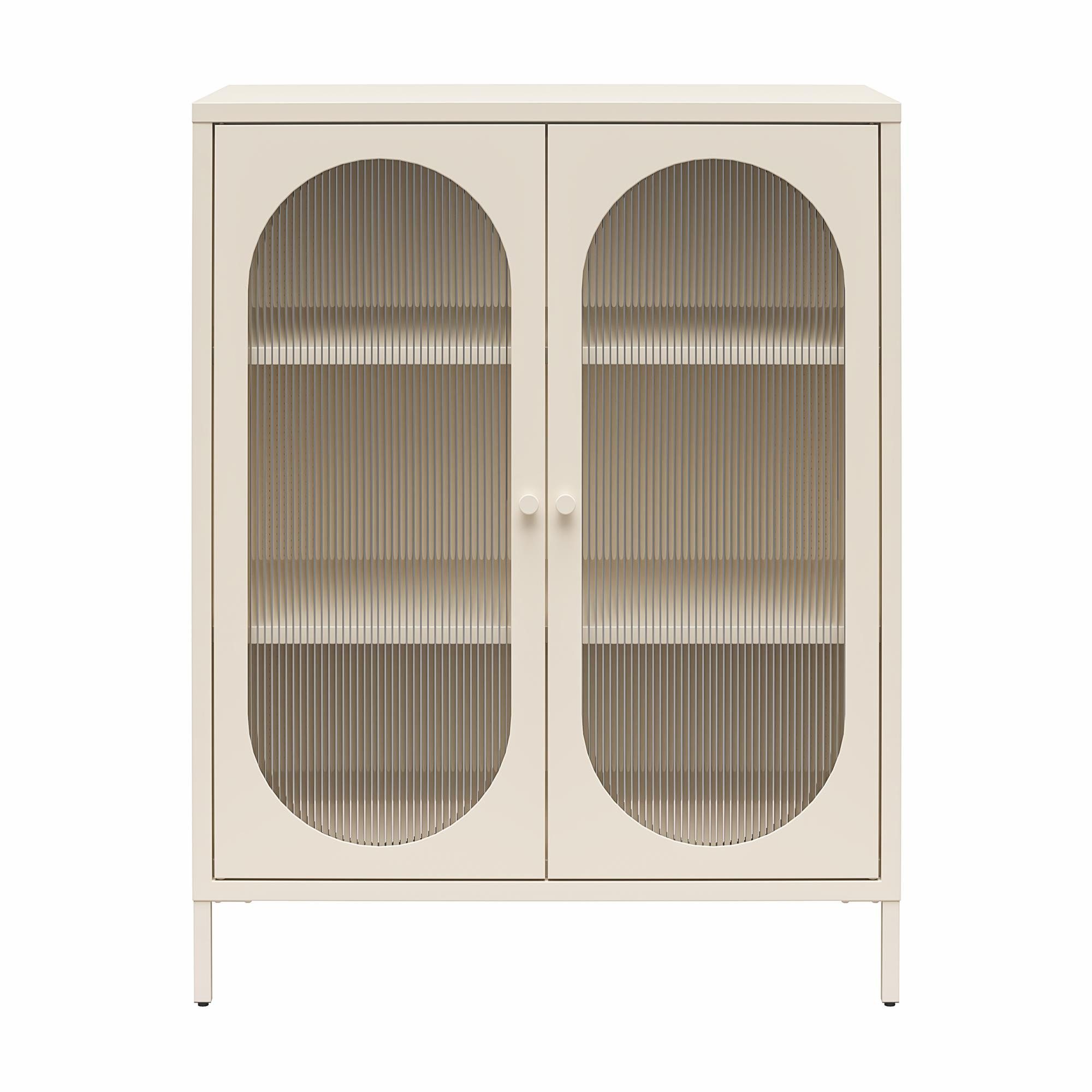 loft24 Highboard Luna, Anrichte aus Metall mit 2 Glastüren