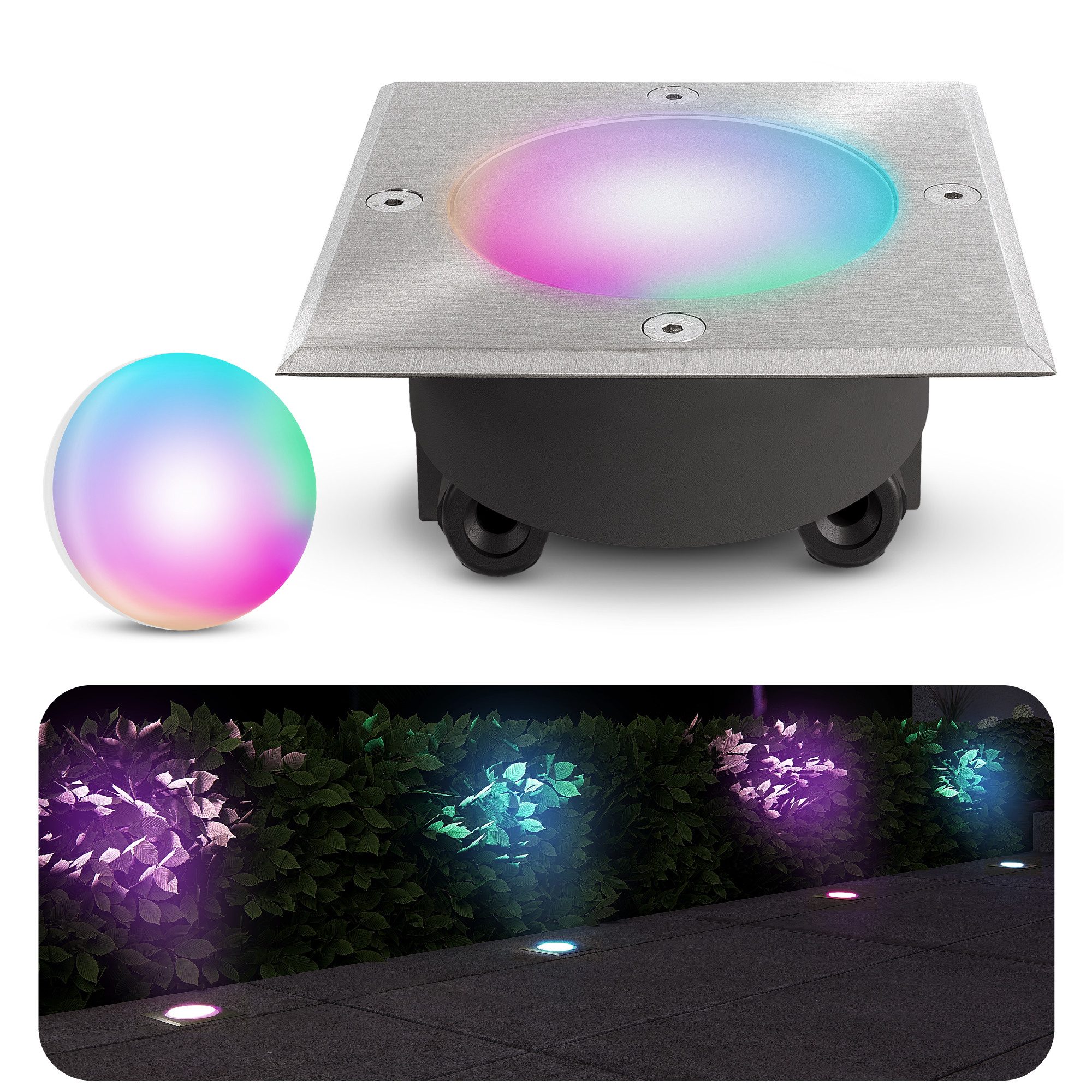 SSC-LUXon LED Gartenstrahler VIROK Bodenstrahler inkl. Glas klar & milchig IP67 mit LED WLAN RGB, RGB & Weißtöne