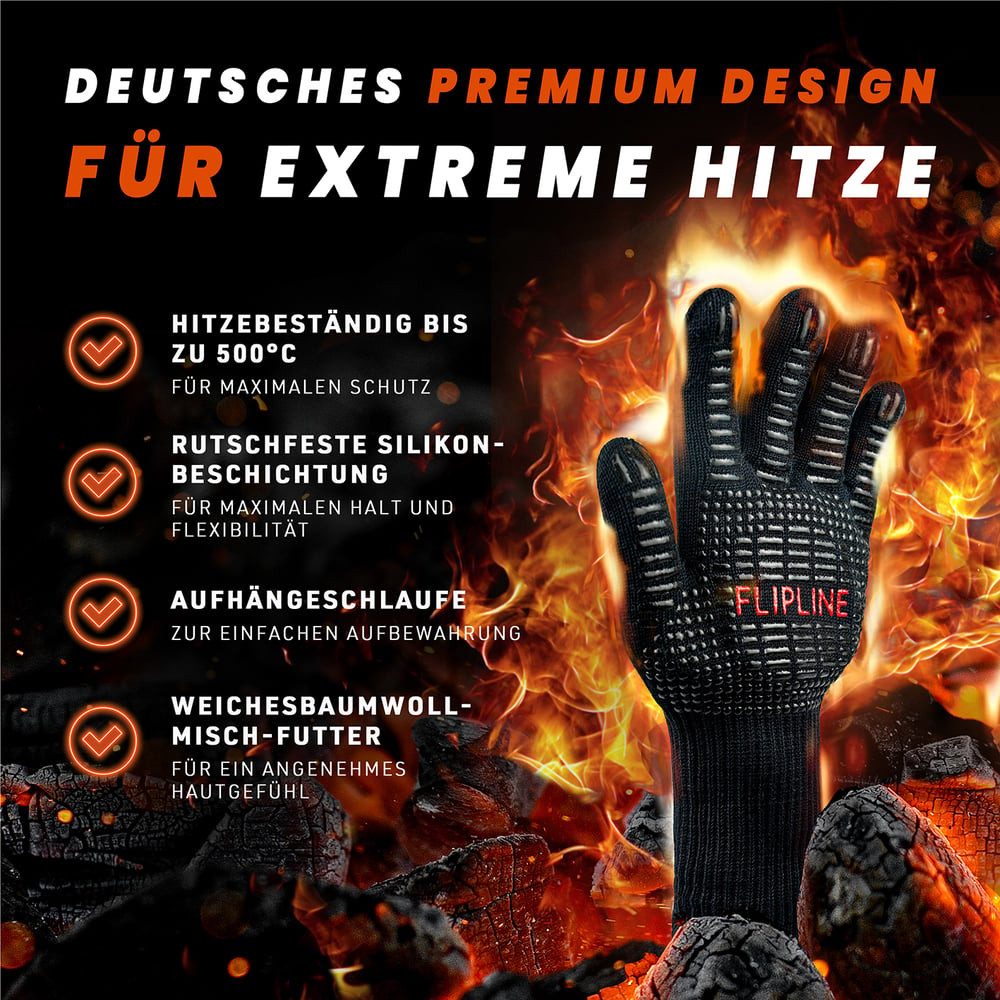FLIPLINE® Grillhandschuhe Größe M, Idealer Schutz für Hände auch für Fahrzeugreparaturen