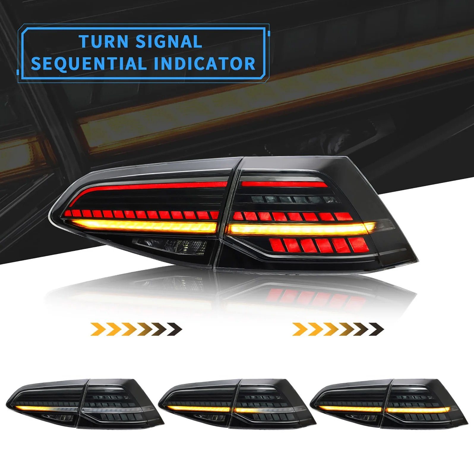 für LLCTOOLS in integriert Rückleuchten 7 LED OLED, VW rot Voll LED Smoke oder fest Golf 2013-2020 Rückleuchte