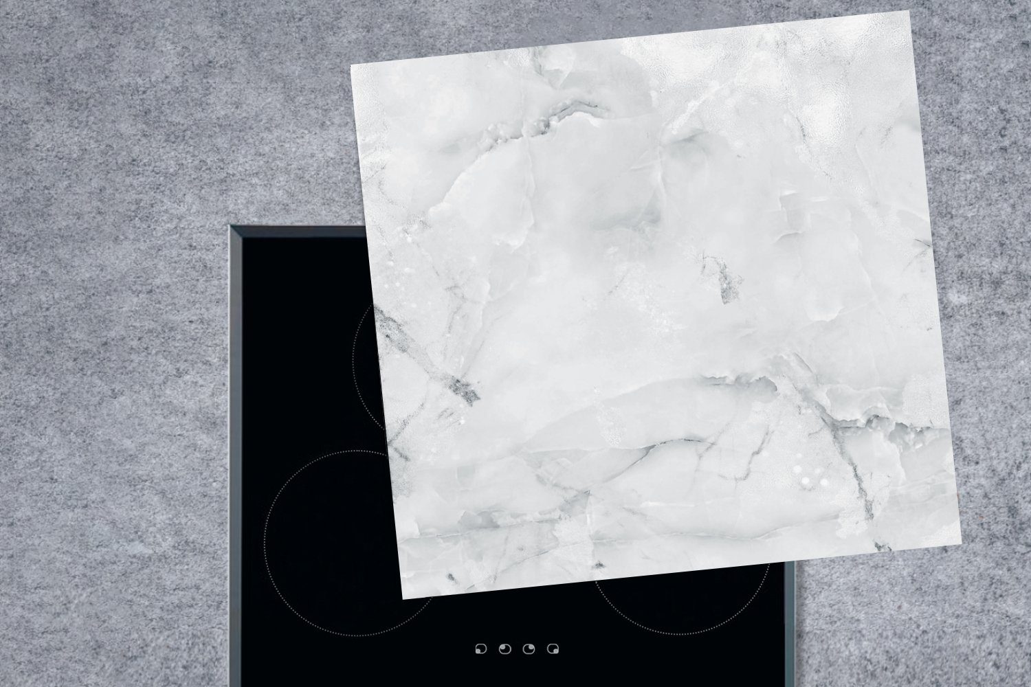 Marmor MuchoWow Ceranfeldabdeckung, - Weiß, (1 küche Arbeitsplatte - tlg), cm, Herdblende-/Abdeckplatte 78x78 für Vinyl, Füllung