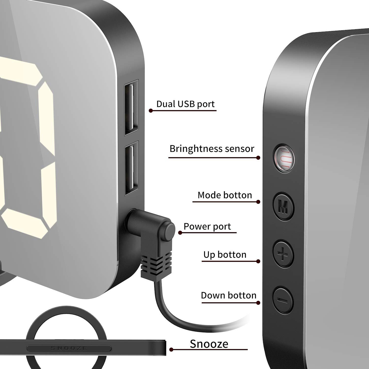 EXTSUD Wecker Digitaler Wecker LED Spiegel günstig online kaufen