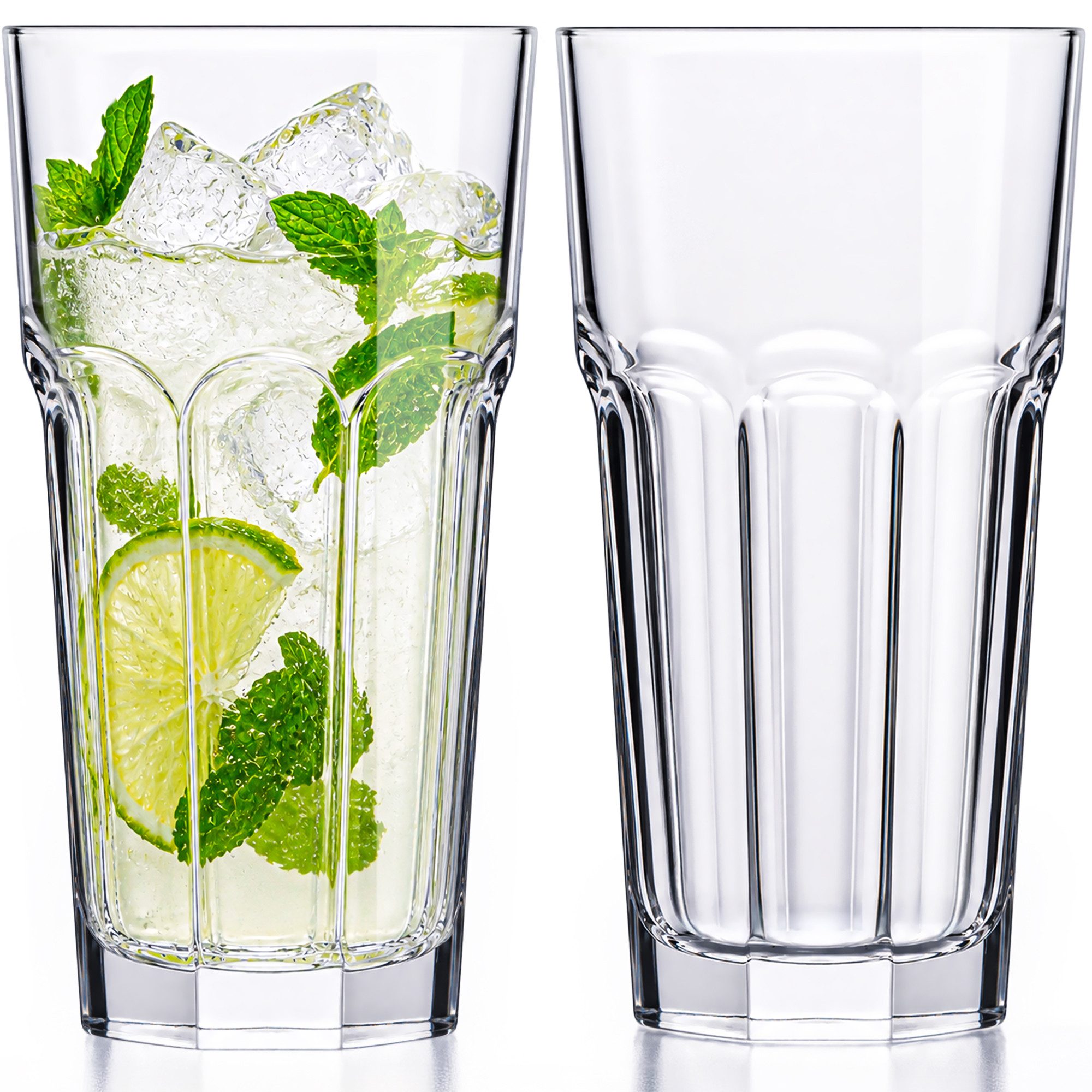 KONZEPT Gläser-Set 620 ml, spülmaschinenfest, aus transparentem Glas, 4-tlg., Kühlschranksicher, Rostbeständig, Rutschfest, Strapazierfähig