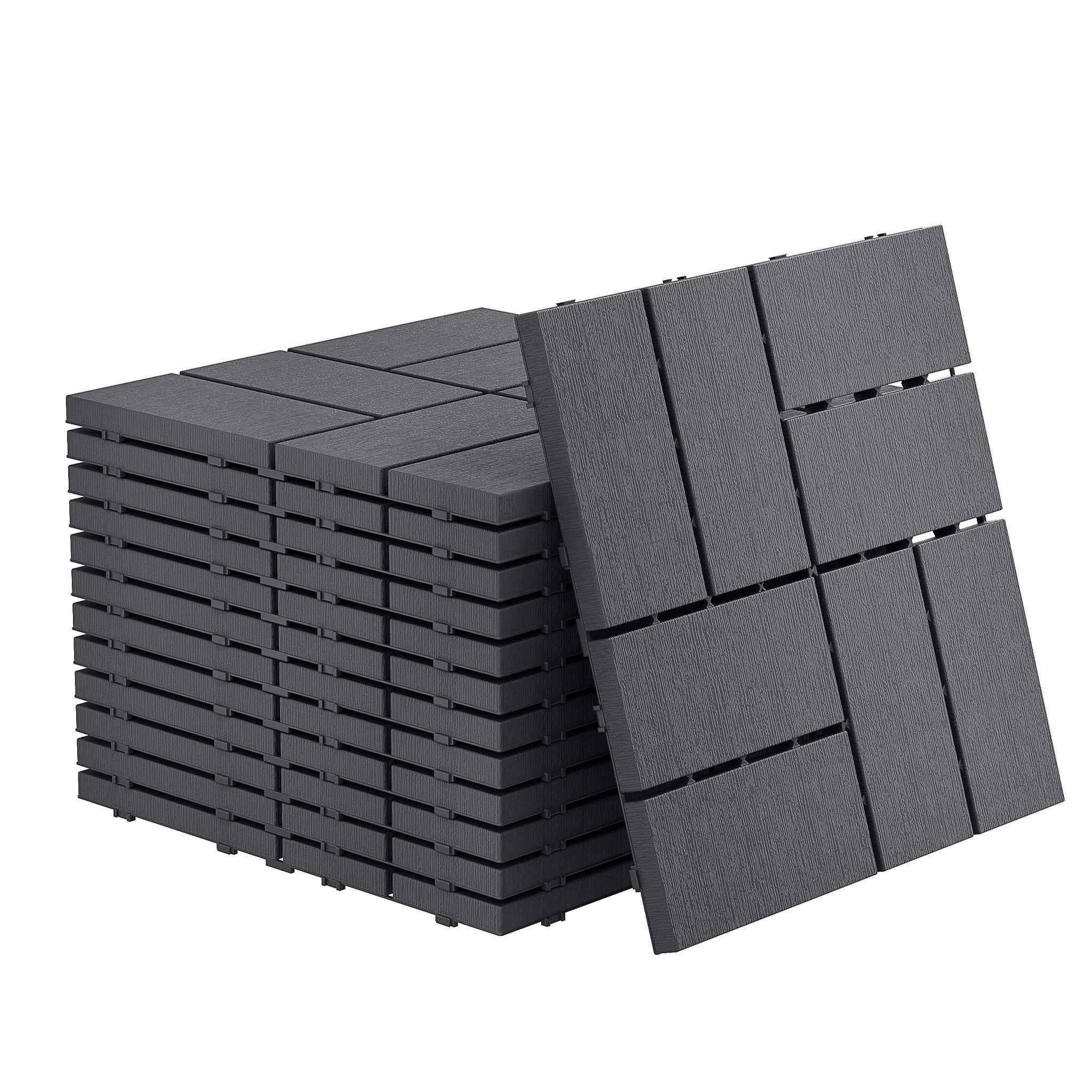 FIVMEN Terrassendielen Fliesen Klickfliesen Bodenbelag 30x30cm, Anthrazit/Braun(Typ A), (11-St), in Holzoptik für Terrassen, Gärten, Schwimmbäder