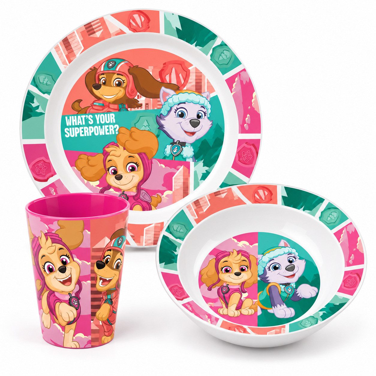 PAW PATROL Kindergeschirr-Set Paw Patrol Skye Liberty Kinder Geschirr-Set 3 teilig, 1 Personen