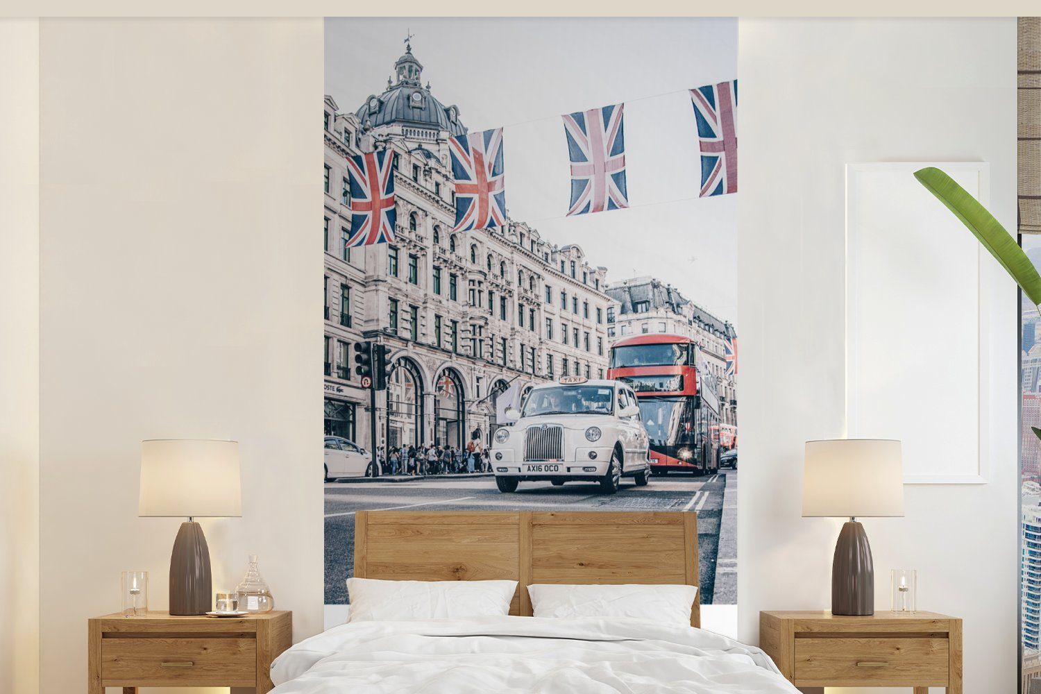 MuchoWow Fototapete London - England - Flagge, Matt, bedruckt, (2 St), Vliestapete für Wohnzimmer Schlafzimmer Küche, Fototapete