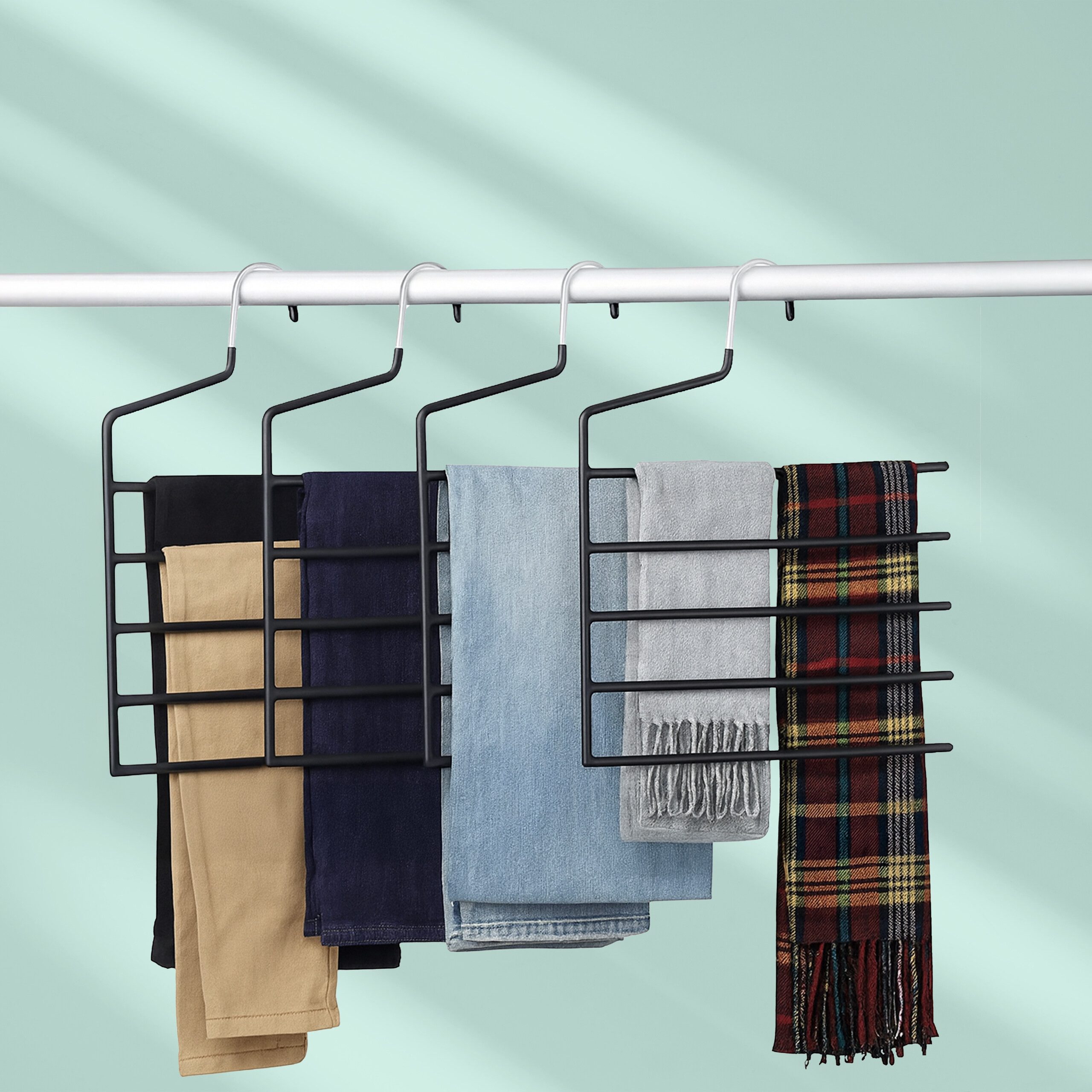 relaxdays Mehrfach-Kleiderbügel Mehrfachbügel Hosen im Set, schwarz günstig online kaufen