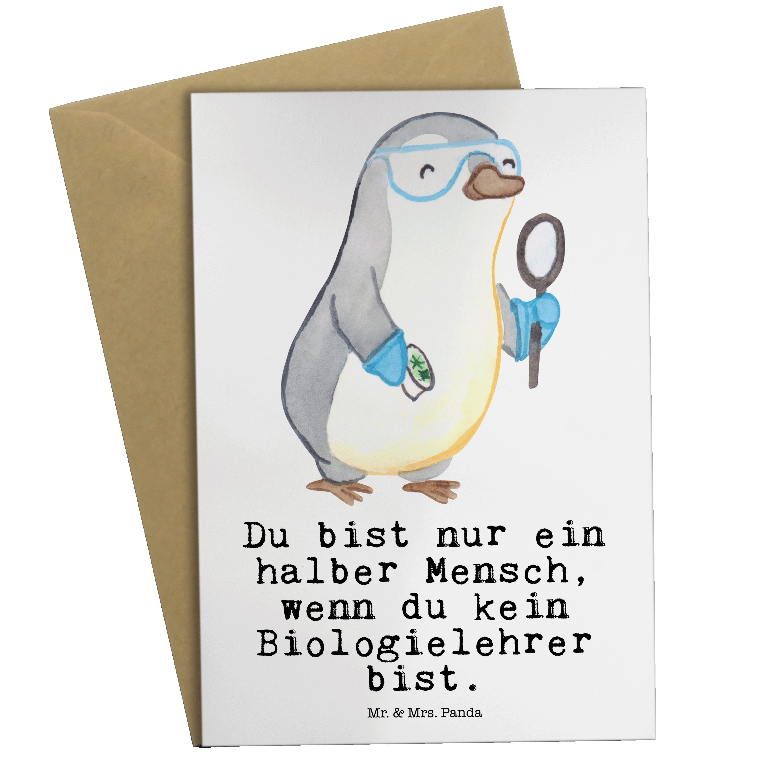 - Grußkarte & mit Geschenk, Herz Panda Mrs. Weiß Arbeitskollege, Biolehrer Mr. - Biologielehrer