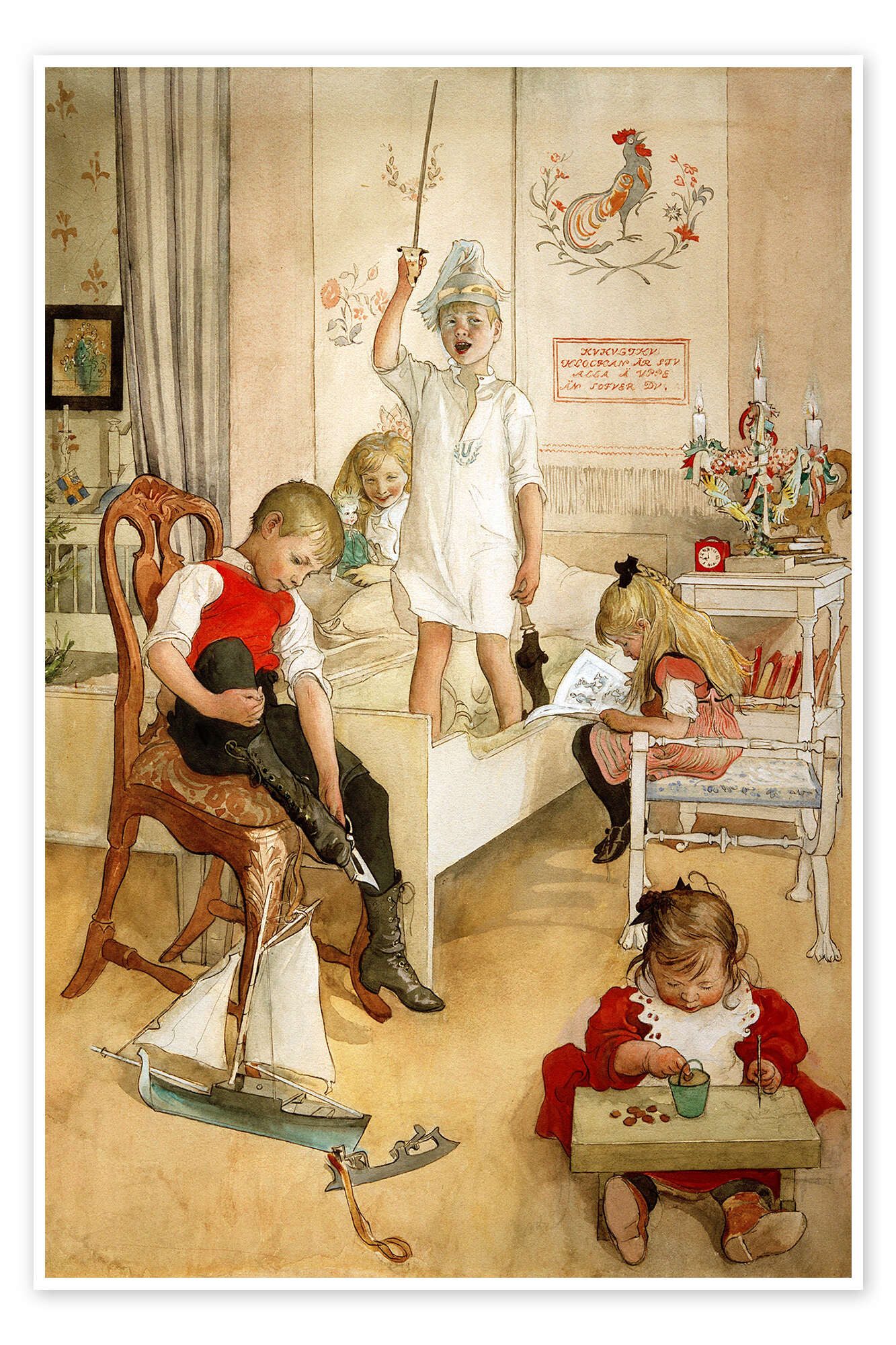 Posterlounge Wandbild Am Morgen des Weihnachtstages, Carl Larsson, erhältlich als Poster, Leinwandbild, Wandsticker oder Acrylglasbild