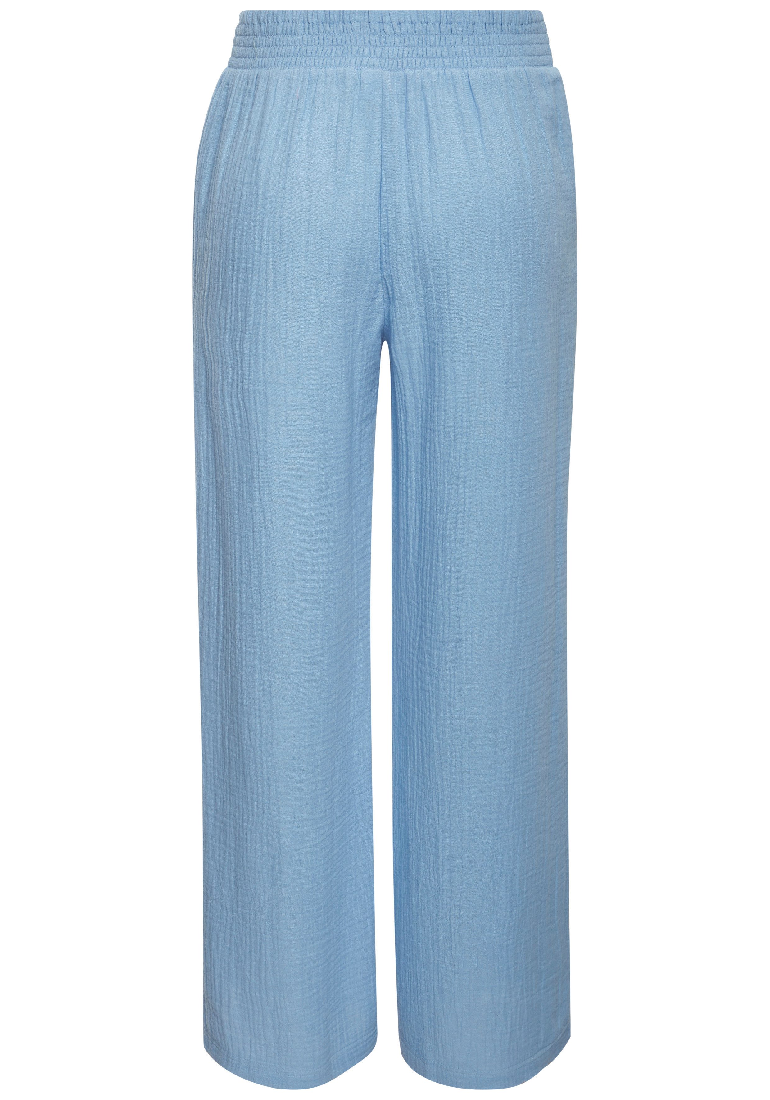 Beachtime by Lascana Schlupfhose aus weicher Musselinware mit elastischem Bund lange Musselinhose, luftige Strandhose mit weitem Schnitt, Sommerhose