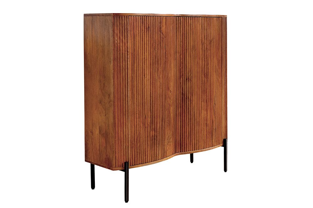 riess-ambiente Highboard GRANDEUR 120cm braun/schwarz - Mango-Massivholz, Metall, Push-to-open (Einzelartikel, 1 St), Lackierter Schrank im Retro-Design - ideal für Wohn- und Esszimmer