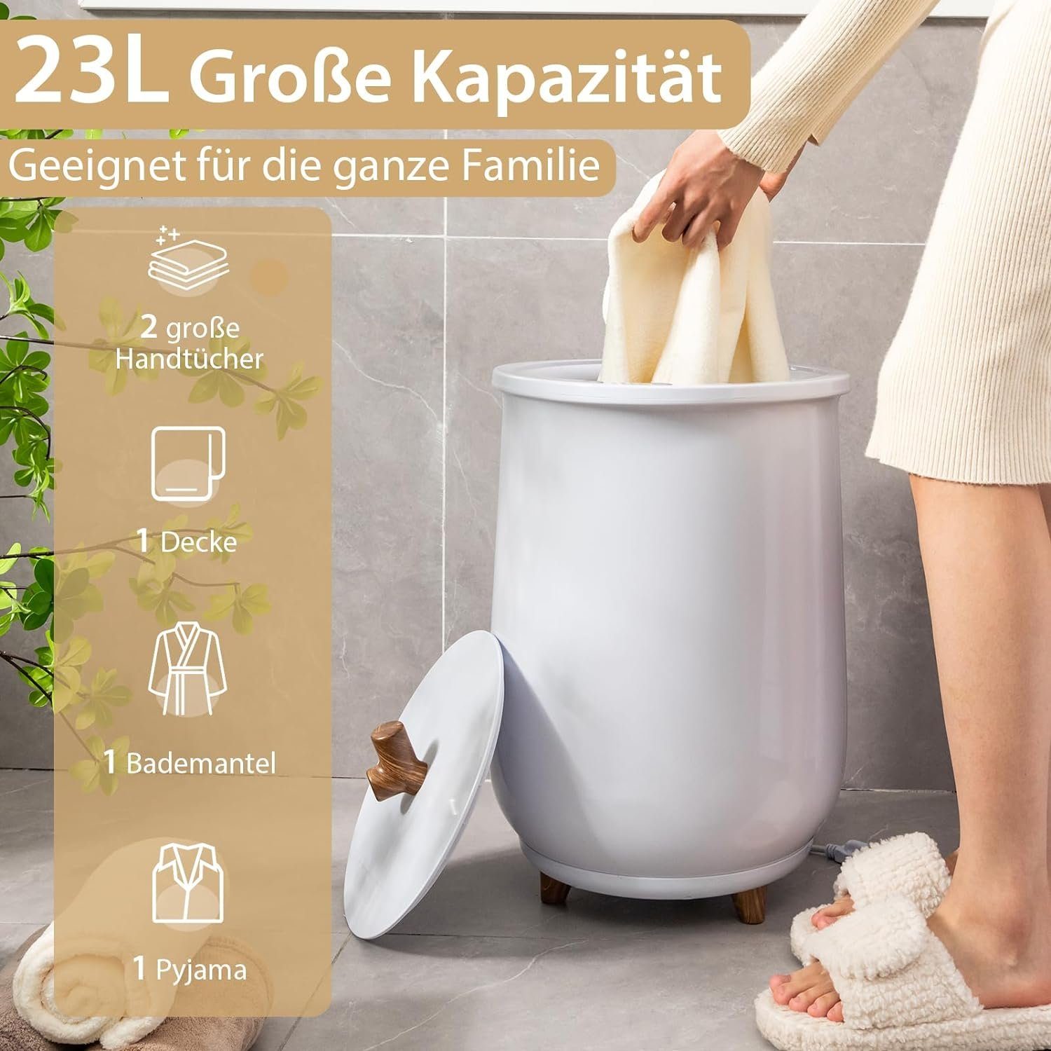 KOMFOTTEU Heizgerät Handtuchwärmer-Eimer, mit 4-Timer, 3-stufige Heizung, 2 günstig online kaufen