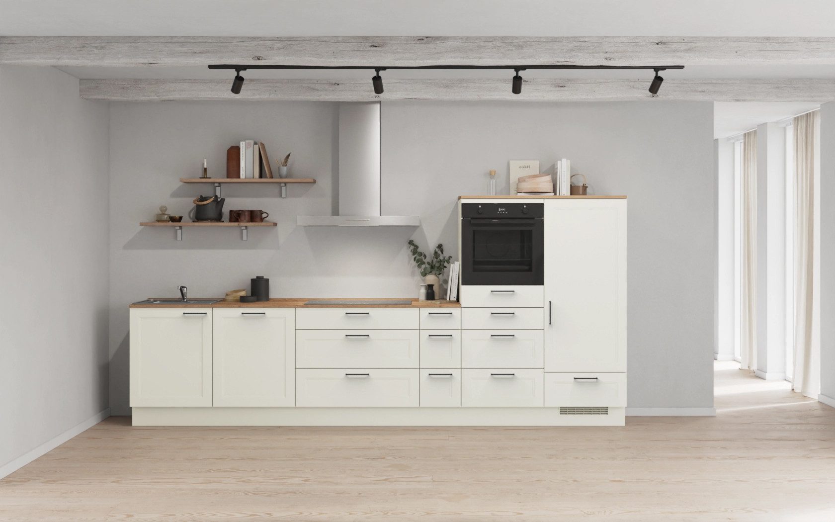 nobilia® Küchenzeile Glas, individuell anpassbar, gratis Küchenplanung mit Profis, (Breite 360 cm), vormontiert, wahlw. mit E-Geräten, inkl. Lieferung