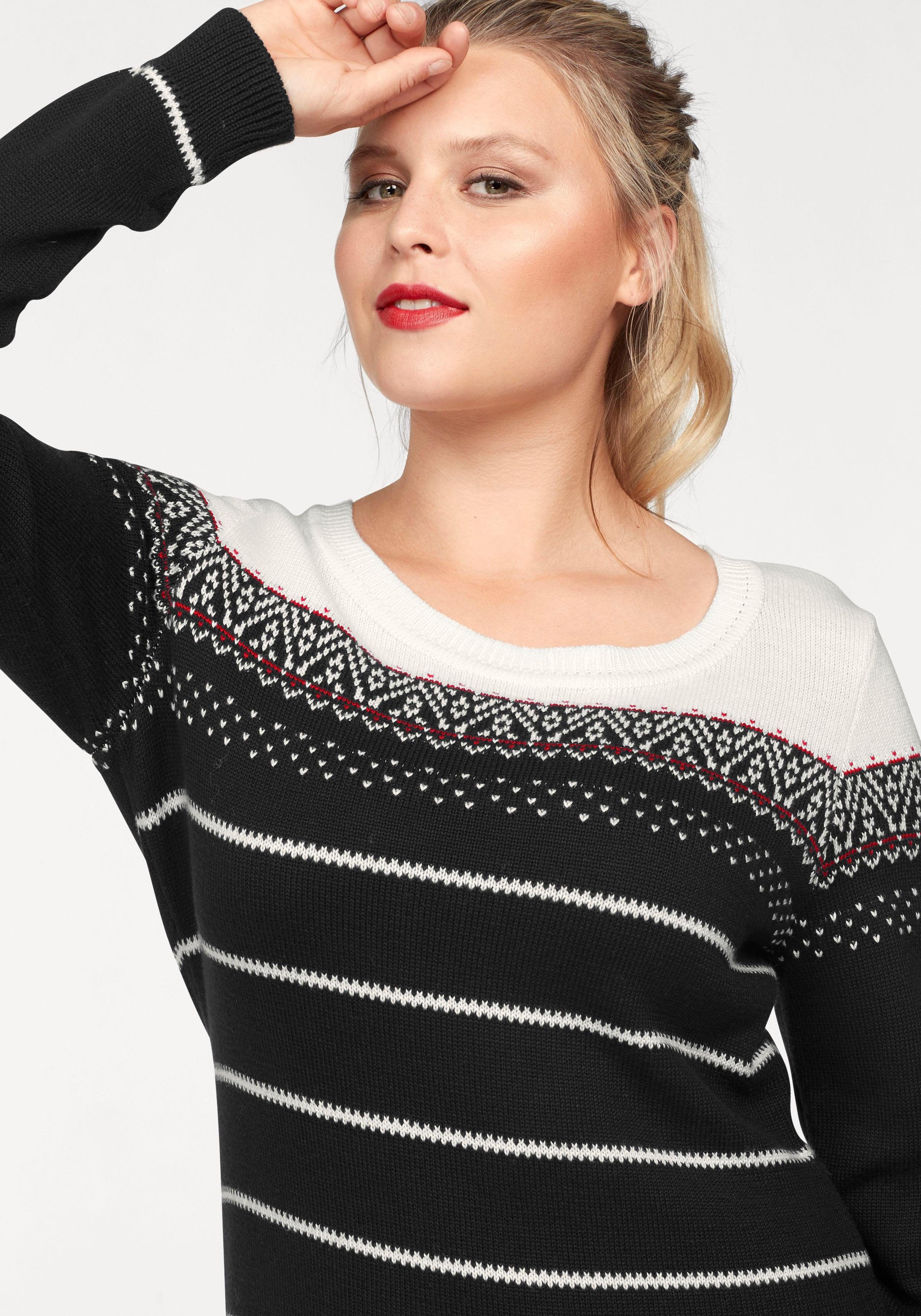 KangaROOS Strickkleid figurbetont, im Norweger-Stil, aus Baumwollmischung, langärmlig