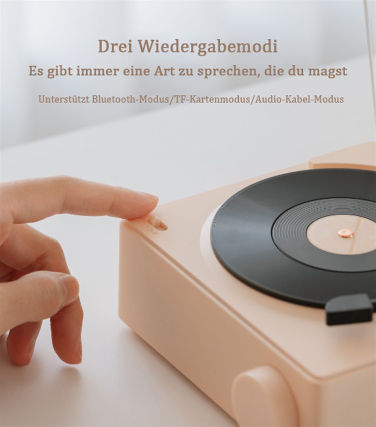 carefully selected Retro-Schallplatten-Bluetooth-Lautsprecher mit Weckerfunktion Bluetooth-Lautsprecher Weiß