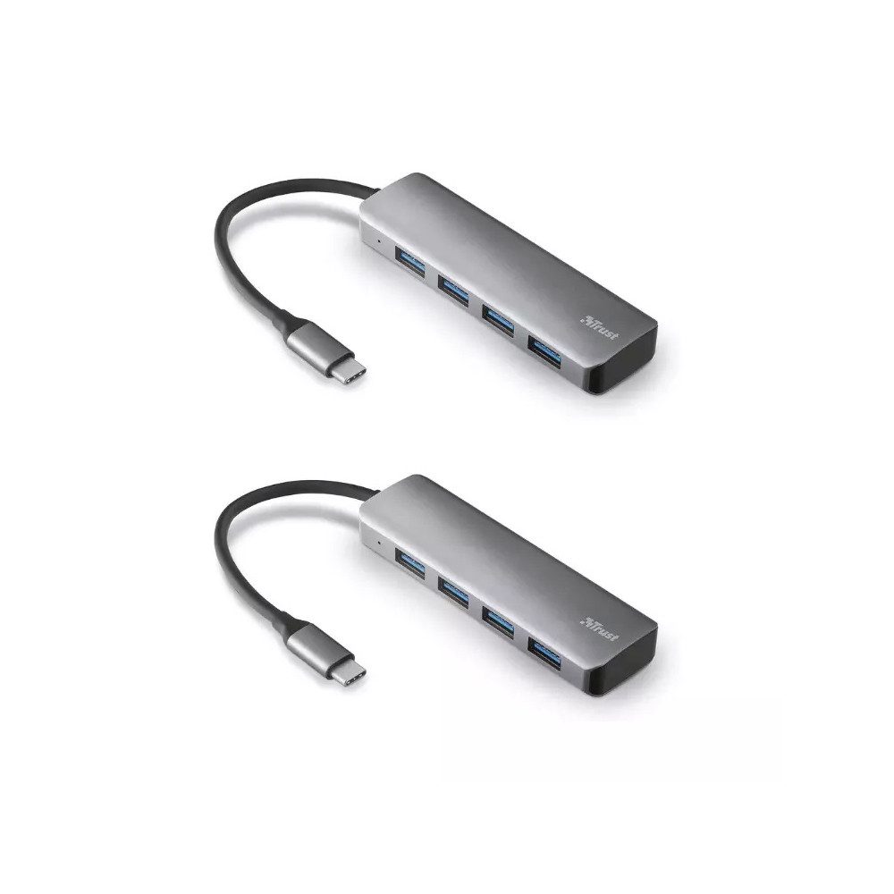 Trust Halyx Mini USB-C Hub 3.2 4 Port USB-A [2ERPACK] Adapter USB zu USB-A, 10 cm, SB Adapter Kompakt Verteiler