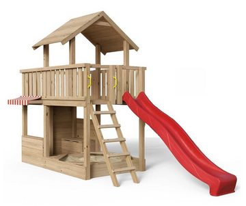 SCHEFFER Outdoor Toys Spielturm Mia Rot, naturbelassenes Lärchenholz