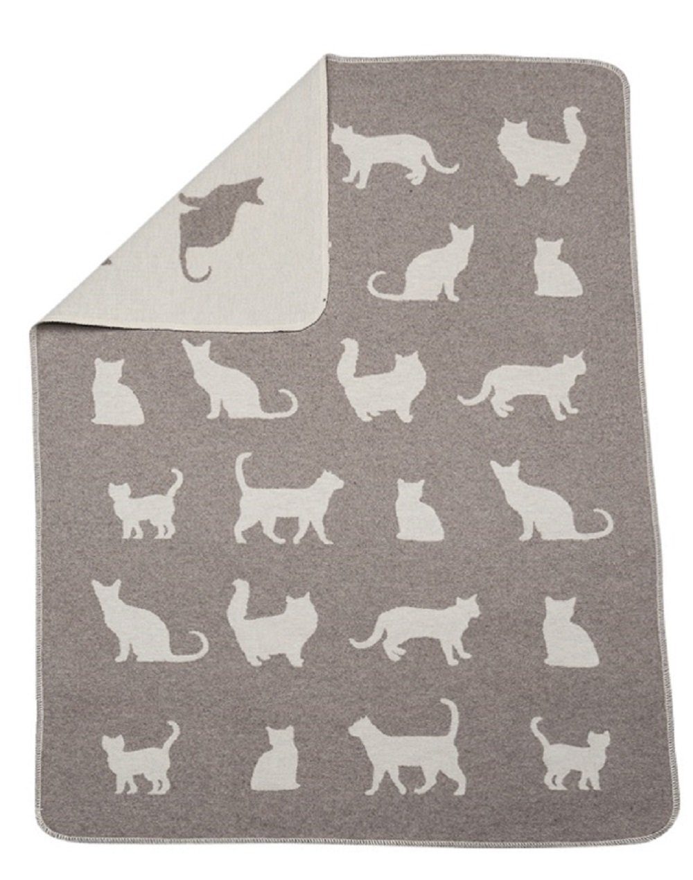 DAVID FUSSENEGGER Tierdecke 'Katzensilhouetten' 70 x 90 cm Rauch