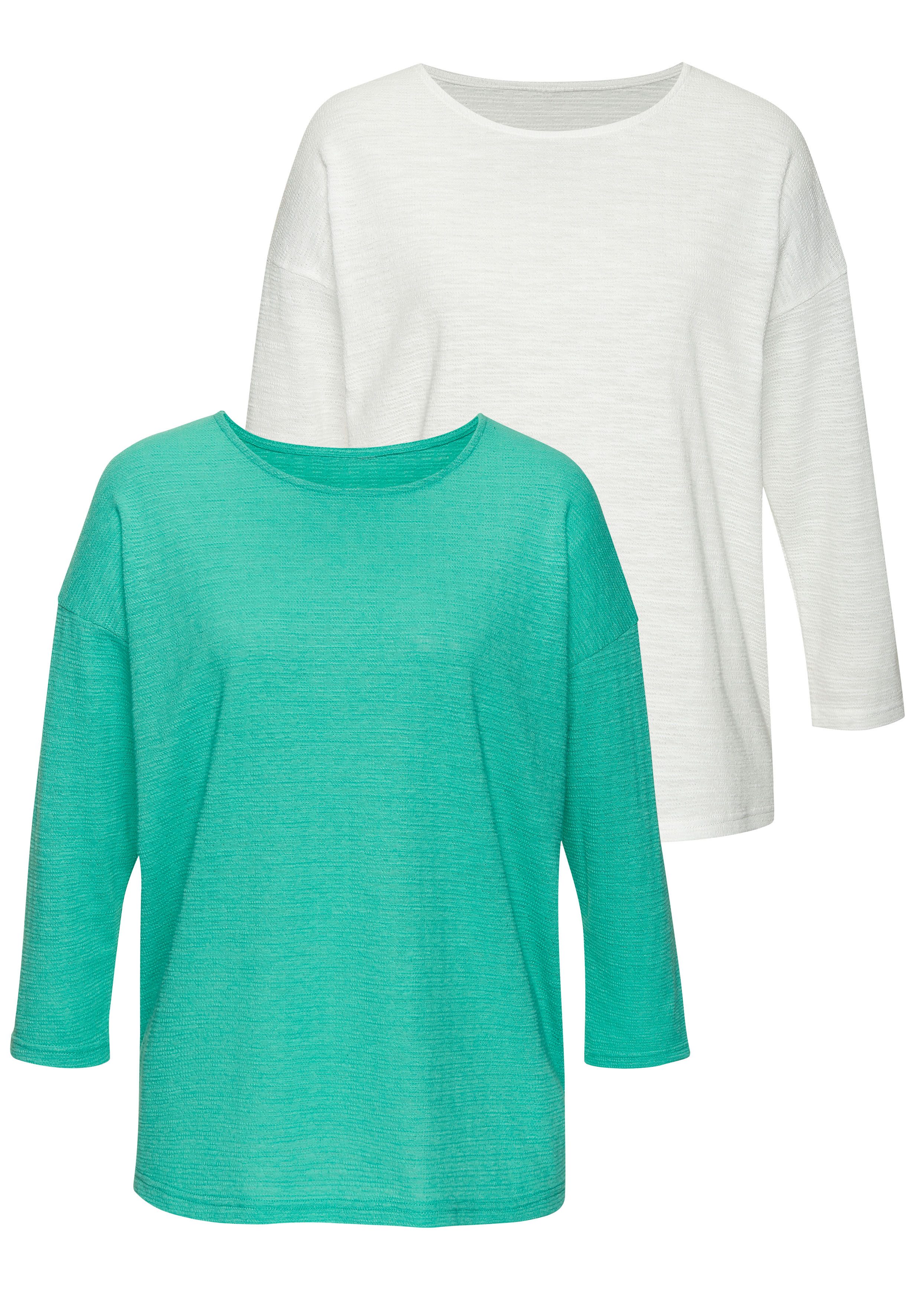 Vivance by Lascana Langarmshirt mit modischer Struktur (2er-Pack) aus bügelfreier, luftiger Qualität mit Baumwolle