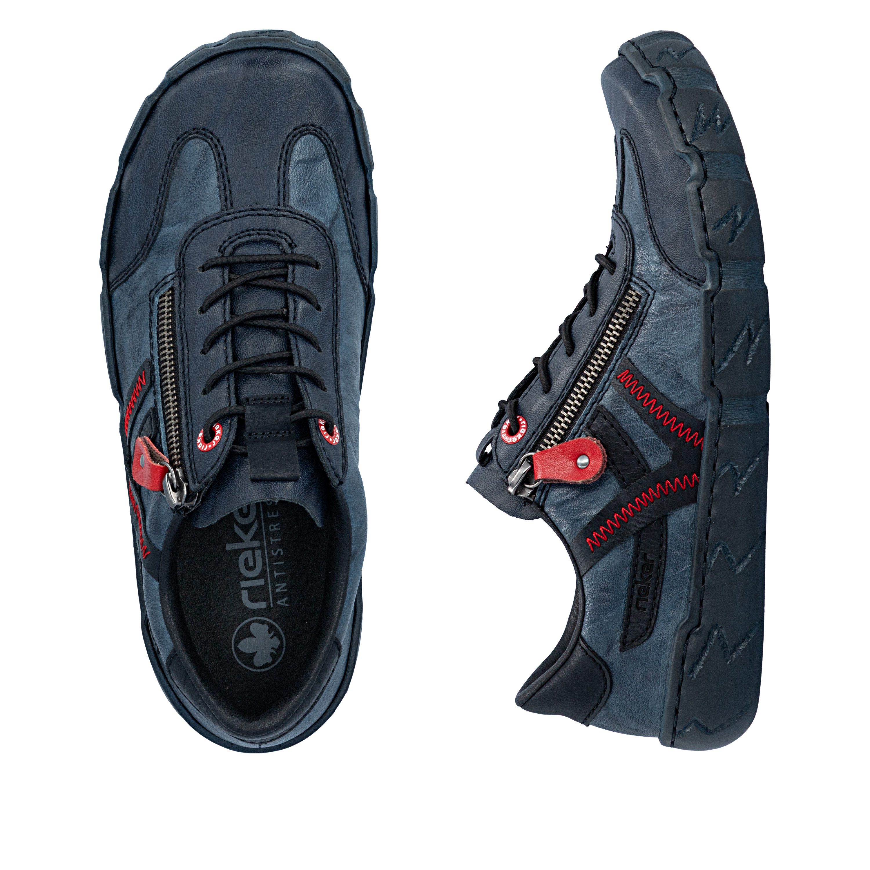 Rieker Sneaker Schnürschuh, Halbschuh, Freizeitschuh mit Ziernähte