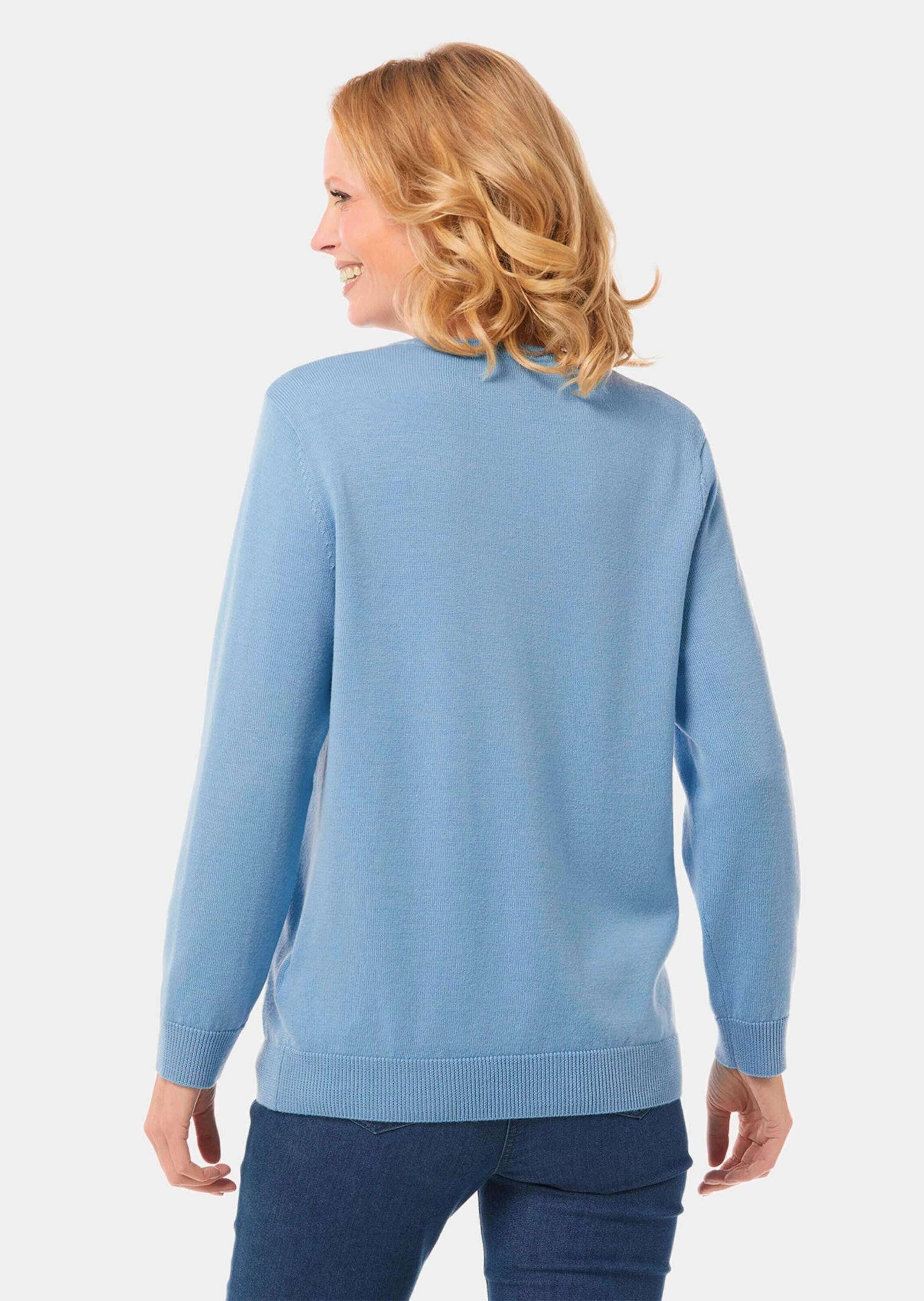 aus GOLDNER Strick-Twinset hellblau Kurzgröße: Merino-Schurwolle Strickpullover