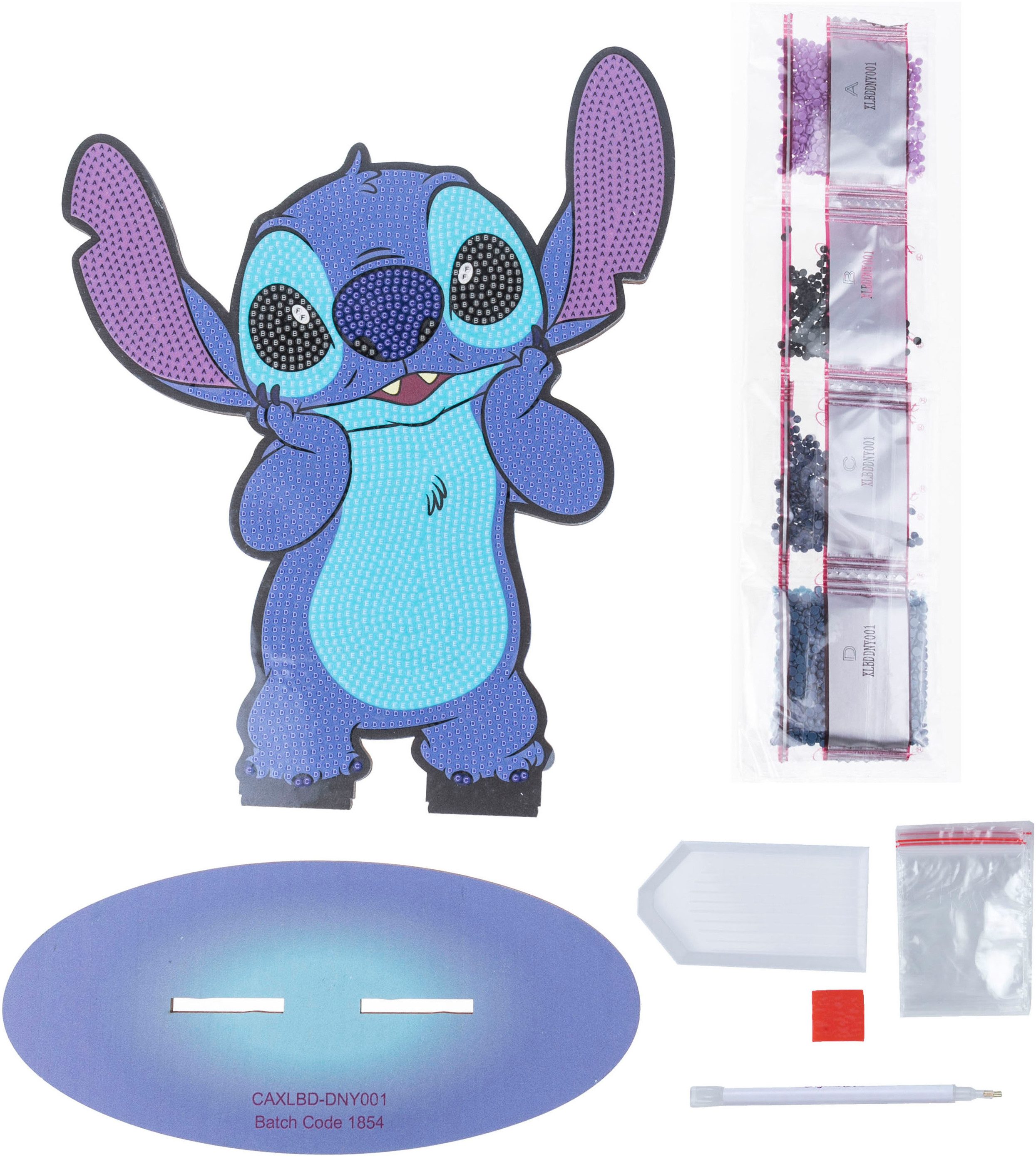 CRAFT Buddy Kreativset Crystal Art, Buddies XL, Stitch, mit Holzständer