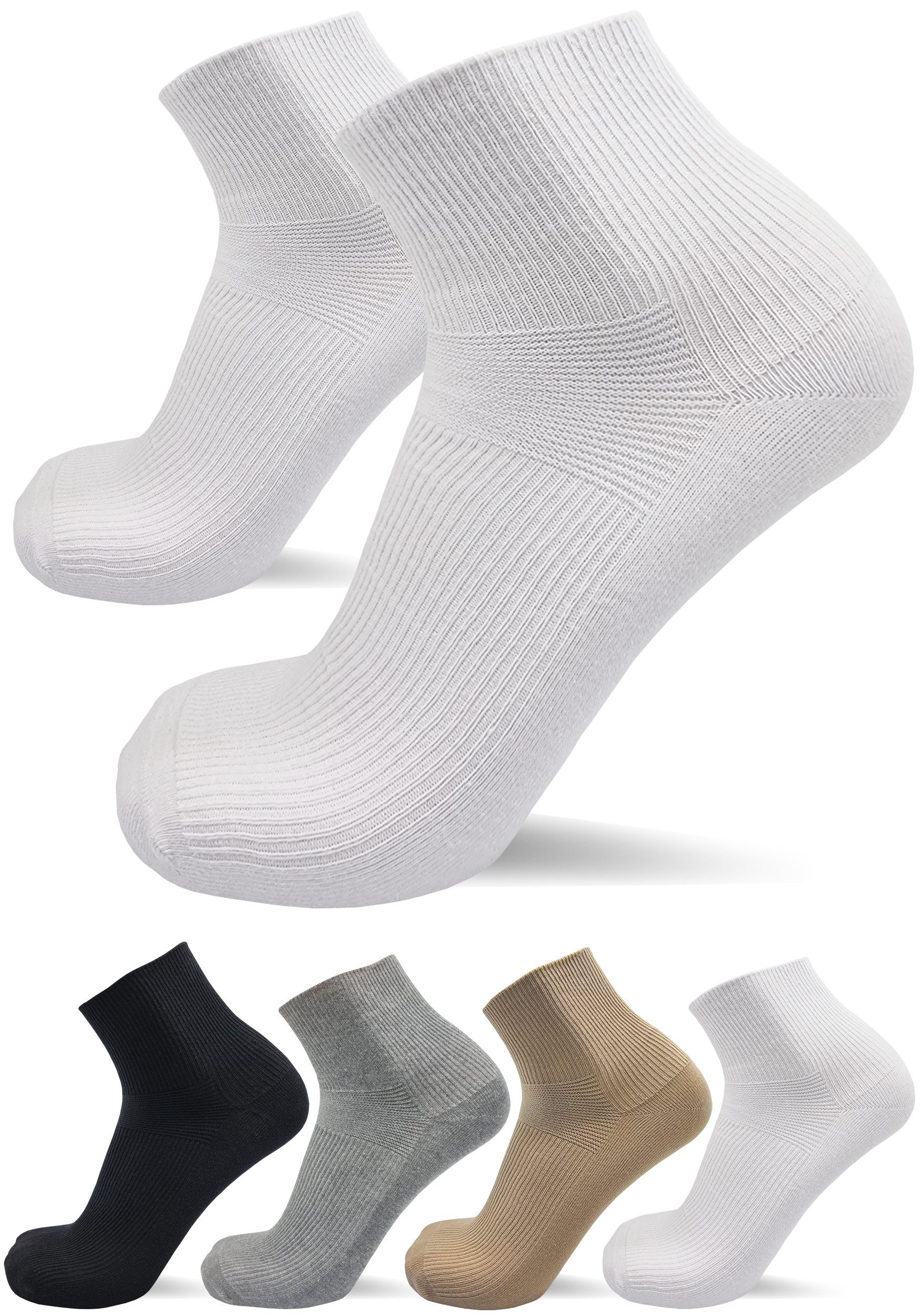 sogzz Diabetikersocken 6-12 Paar Kurzsocken, Diabetiker Socken, 80% Baumwolle, Herren Damen (Modell: Diabetiker Kurzsocken, 6-Paar)