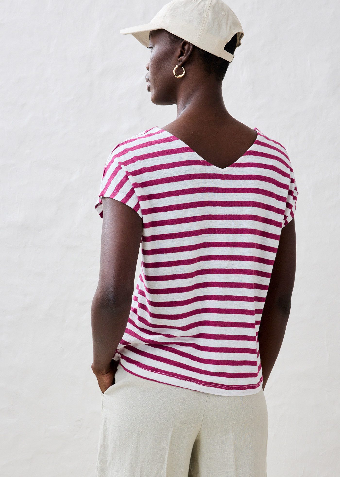 bonprix T-Shirt Oversize Passform, Kurzarm, V-Ausschnitt, aus Leinen, pfleg günstig online kaufen