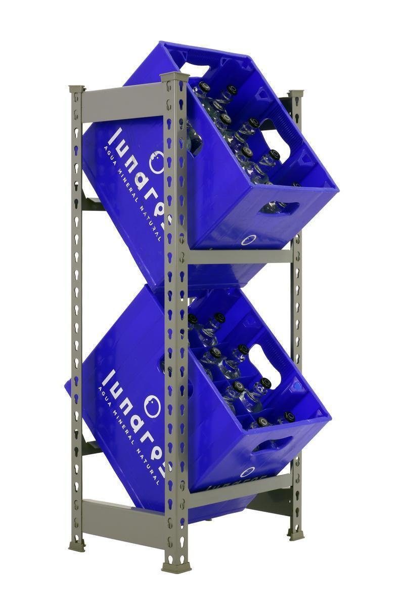 Simon Rack Flaschenregal Getränkekistenregal SIMONBOTTLE 2 Ebenen HxBxT 100x40x30cm Grau, Getränkekistenregal für 2-6 Kisten Garage Keller Küche