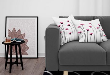 Kissenbezüge Modern Accent Doppelseitiger Digitaldruck, Abakuhaus (2 Stück), Garten Rosa Gänseblümchen-Blüten