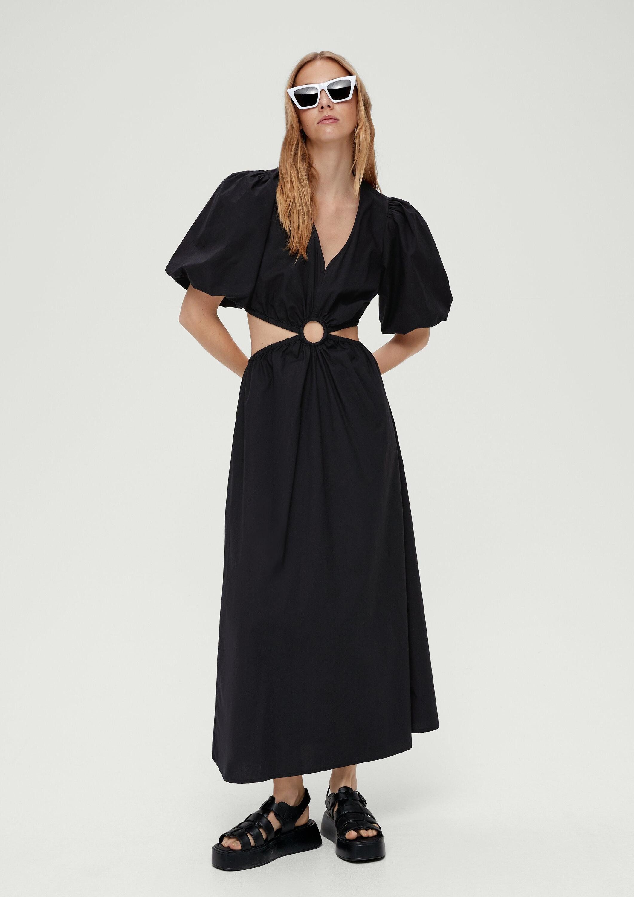 QS Maxikleid Kleid Zweiteiliges Popeline-Kleid