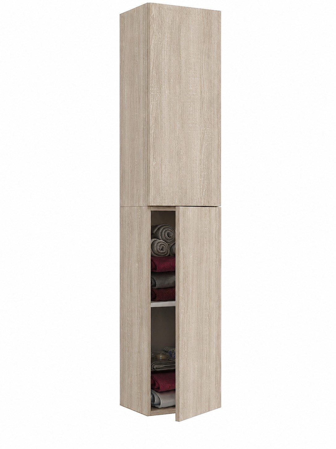 VCM Hochschrank Lendas B. 33 x T. 22 x H. 150 cm Holz Badezimmerschrank, Badmöbel, 4 Fächer, Drehtüren, Holzwerkstoff