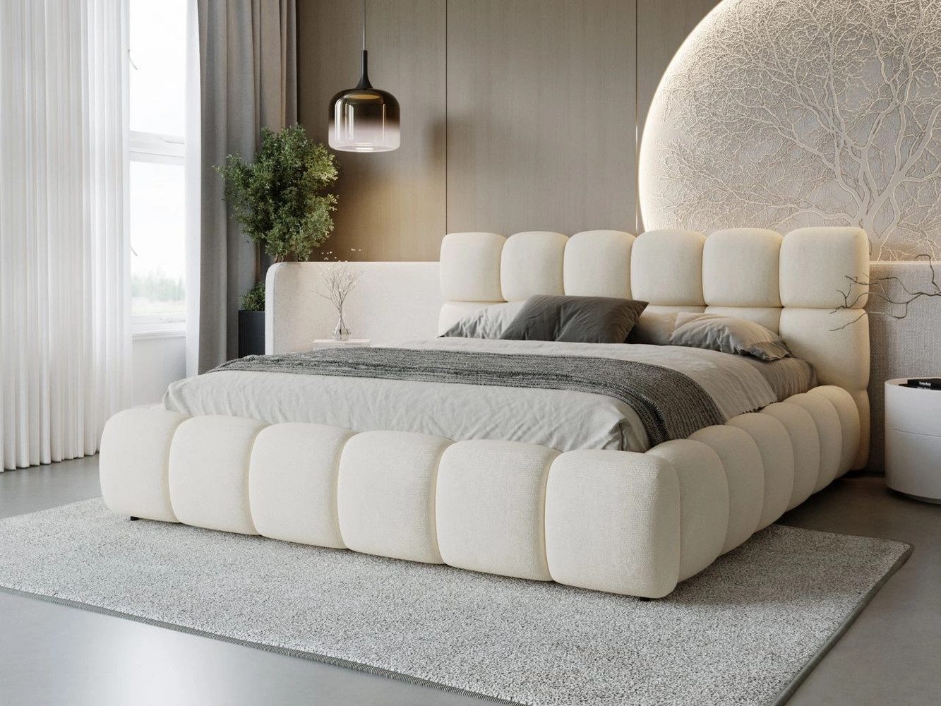 GrainGold Polsterbett mit Bettkästen MODO, Modern Bett mit Kopfteil - 160x2 günstig online kaufen