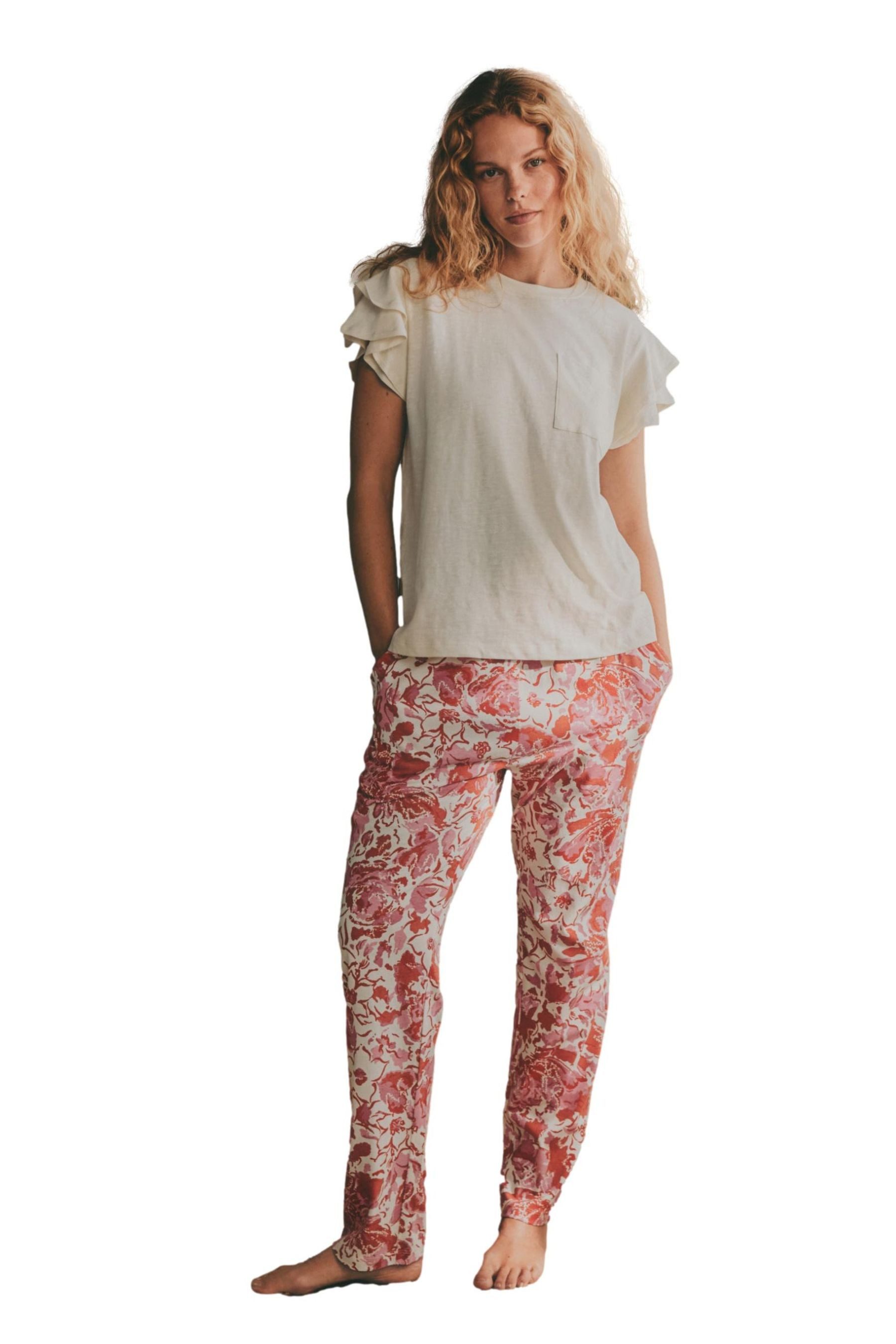 LAURA ASHLEY Pyjama Laura Ashley Kurzarm-Schlafanzug mit Raffung (2 tlg)