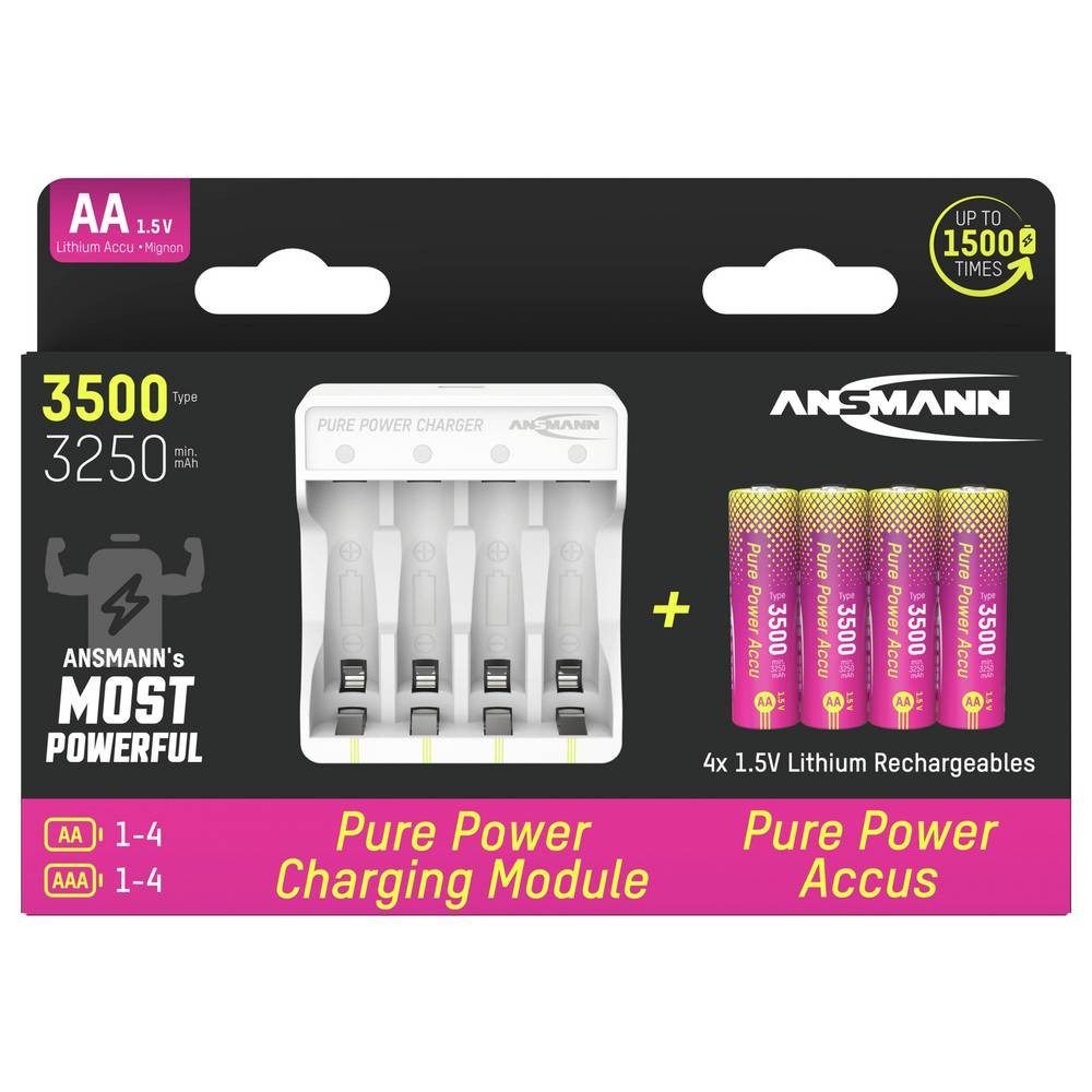 ANSMANN AG Pure Power Set 4× Mignon AA Akkus und Lademodul Mignon (AA)-Akku Akku