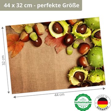 Platzset, Tischsets I Platzsets - Herbst - Kastanien, Tischsetmacher, (aus Naturpapier in Aufbewahrungsmappe, 12-St., 44 x 32 cm / braun), Made in Germany