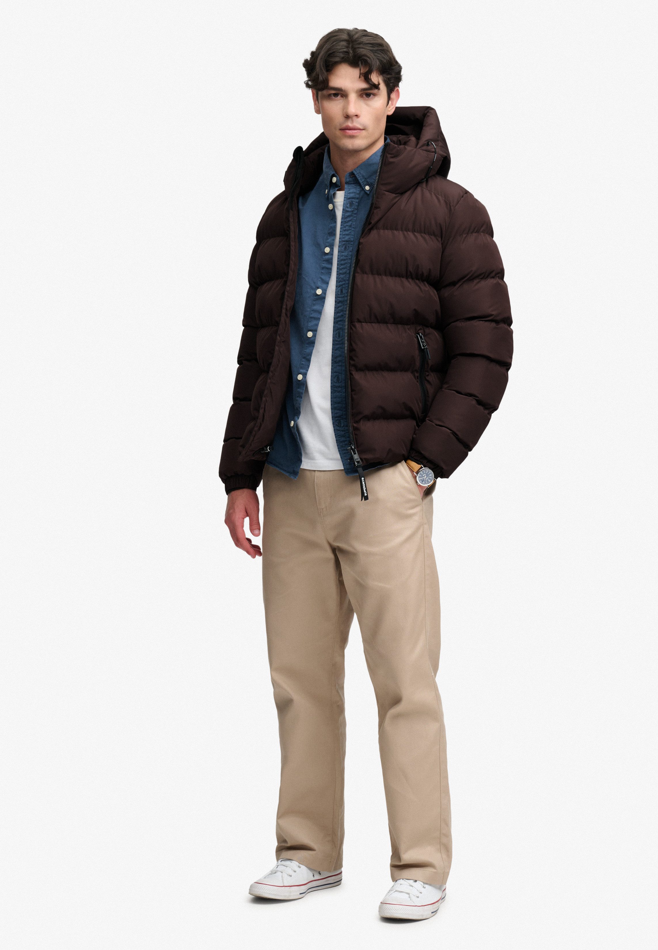 Superdry Steppjacke HOODED SPORTS PUFFER JACKET Kunstfaser, relaxed fit – Bild 4 von 5