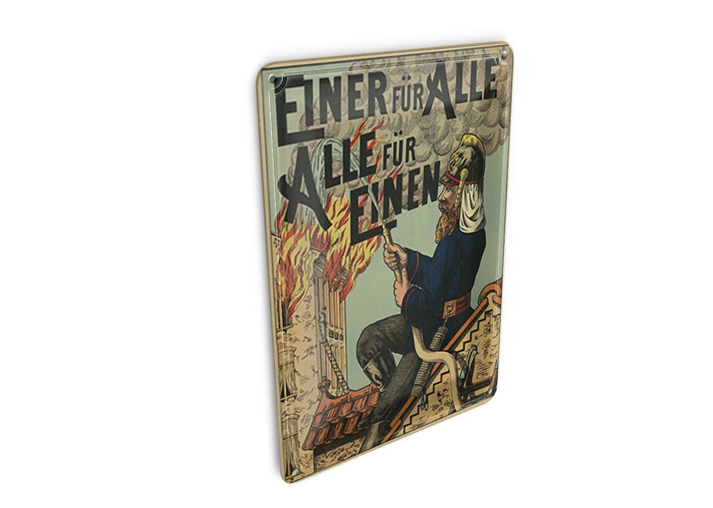 Femer GmbH Postkarte Spruch 10x14 cm einer für Alle. Alle für einen Feuerwehr, unfrankiert