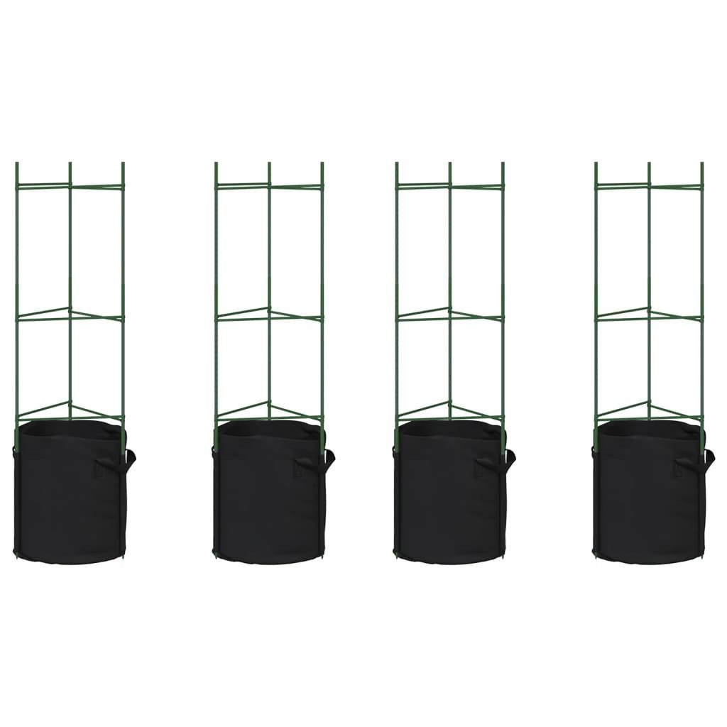 vidaXL Blumenständer Tomatenkäfige mit Pflanzsäcken 4 Stk. 116 cm Stahl und PP (4 St)