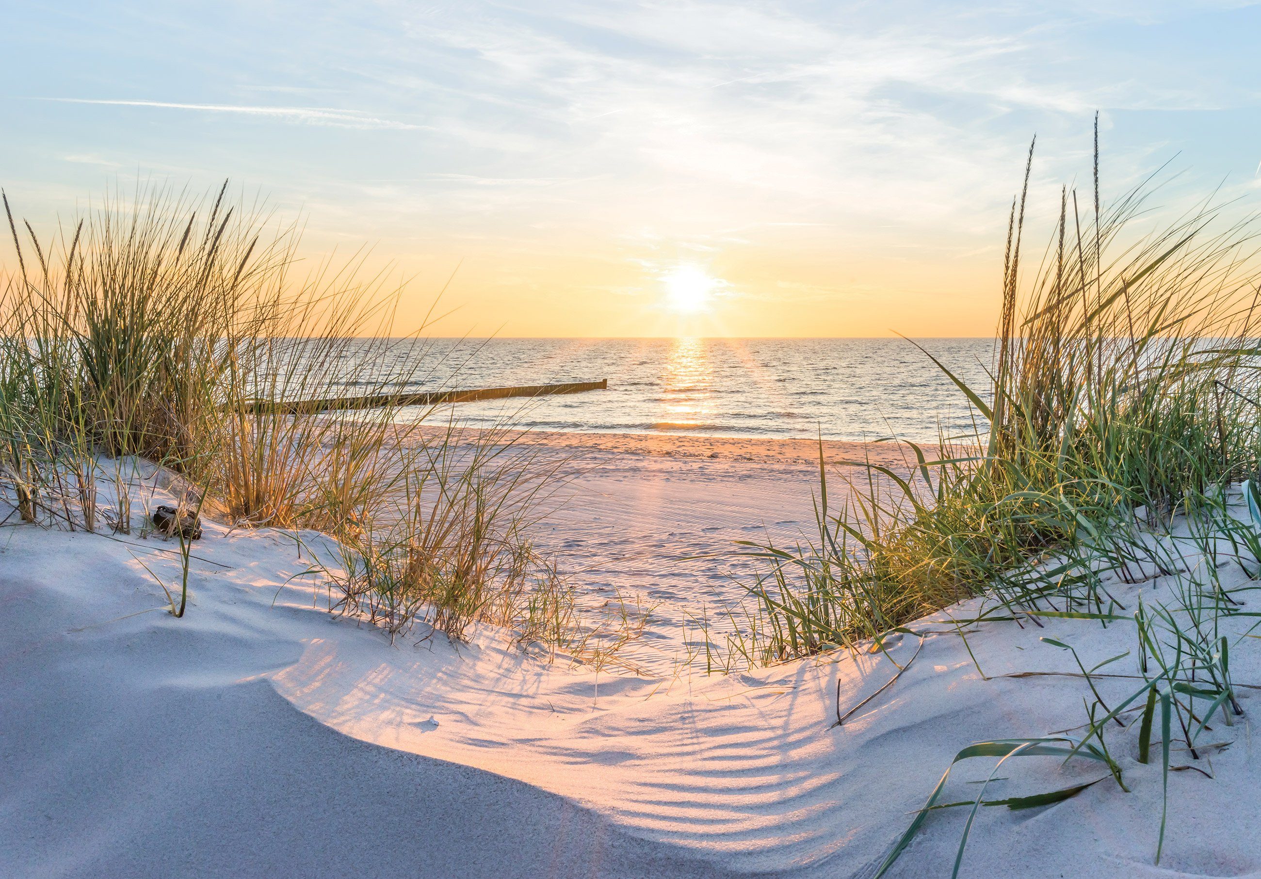 Wallarena Fototapete Strand Meer Ostsee 3D EFFEKT Vlies Tapete für Wohnzimmer oder Schlafzimmer Vliestapete Wandtapete Motivtapete, Glatt, Strand, Vliestapete inklusive Kleister