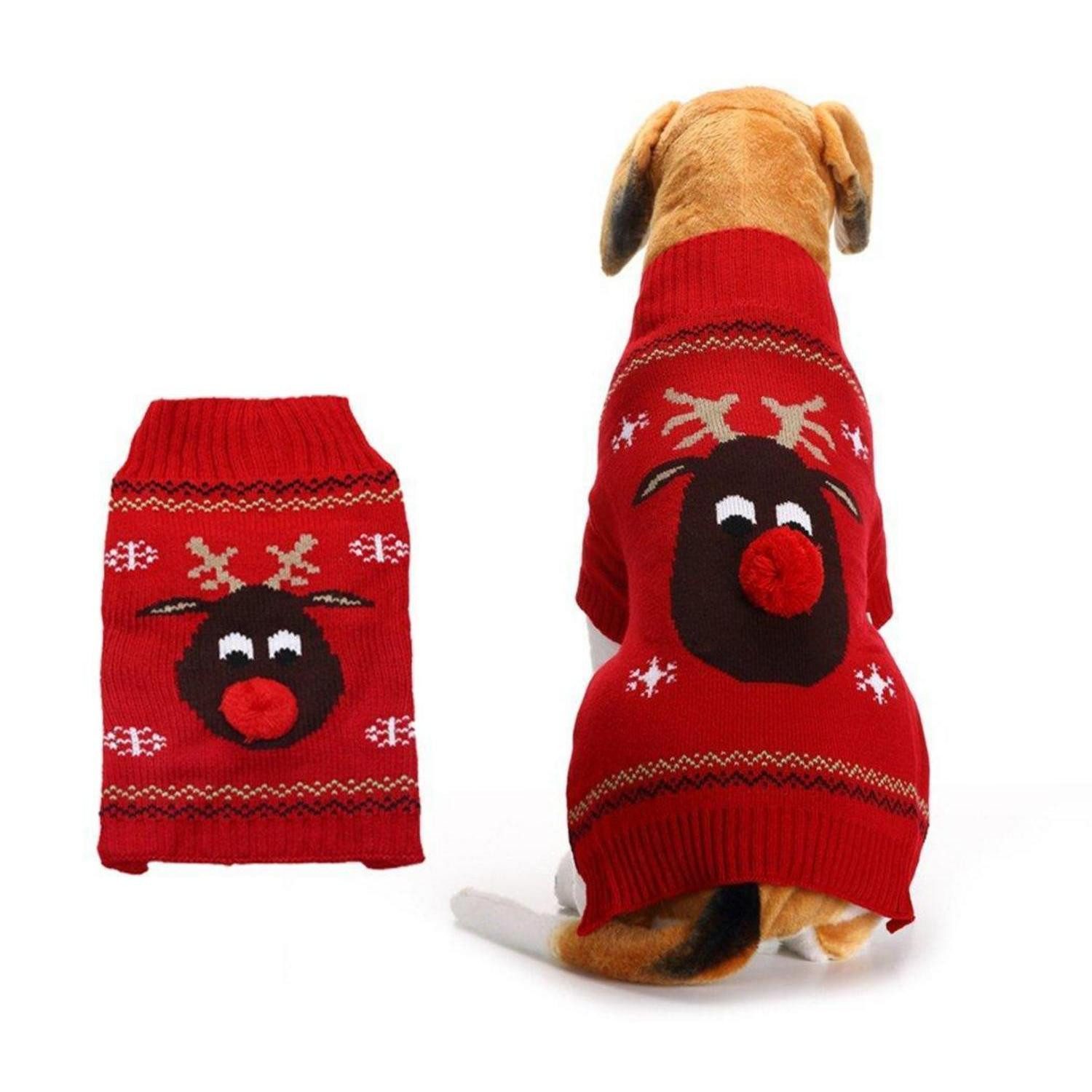 LuxusKollektion Hundepullover Hundepullover Rentier Rot M