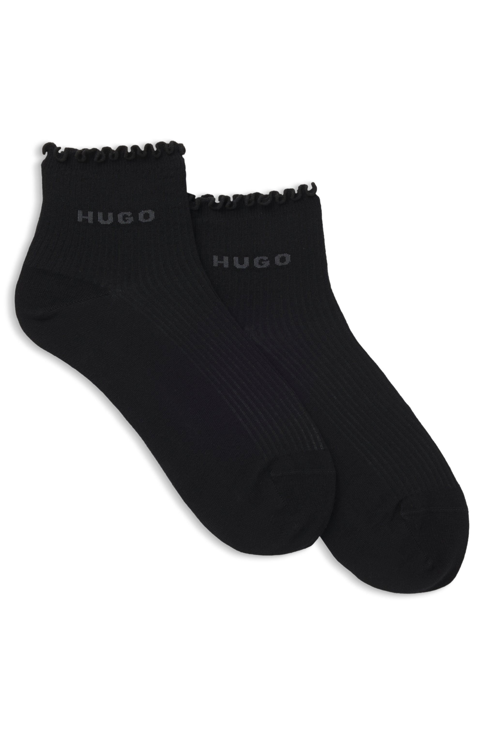 HUGO Kurzsocken mit gewellter Kante, Rippstruktur